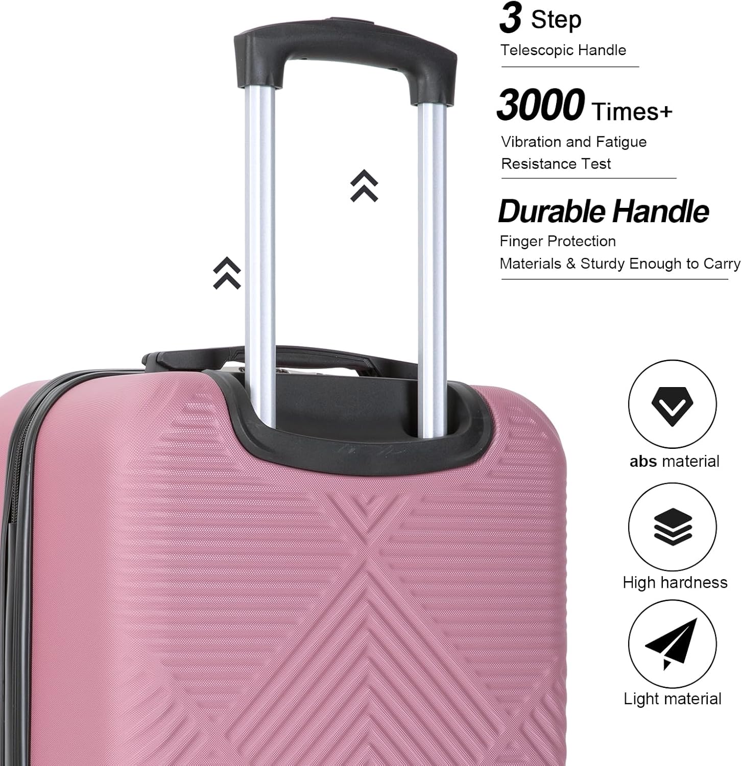 2 Piece Carry on Luggage Set, Airline Approved 20 Inch Luggage with Cosmetic Case HardShell Suitcase with Spinner Wheels, Lightweight Durable Hardside Suitcases Set, Pink - Image 4
