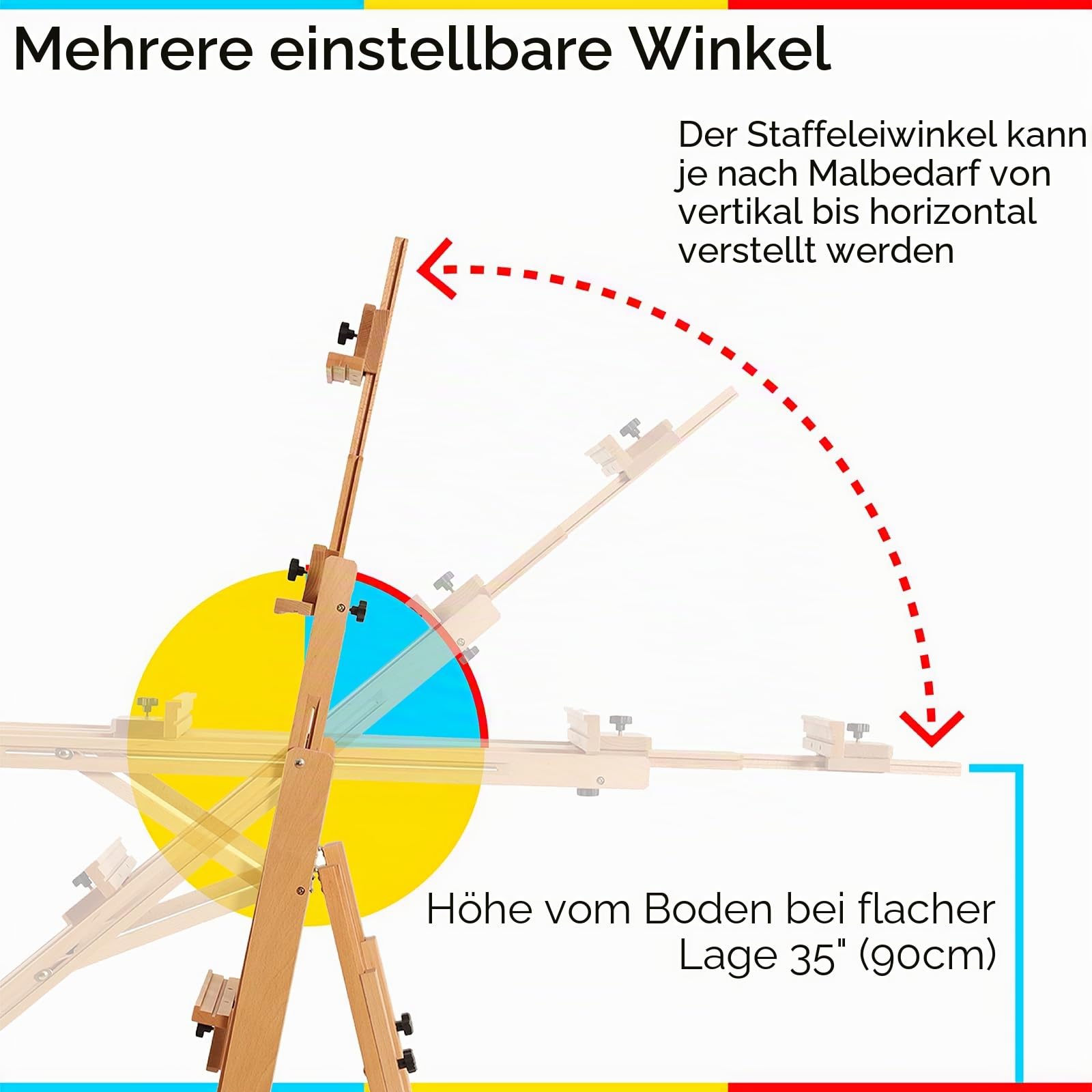 MEEDEN Vielseitige Studio Staffelei mit H-Rahmen - Alle Medien verstellbare Staffelei aus Buchenholz,Malstaffelei Ständer,Beweglich und Neigbar,Flach Erhältlich,Hält Leinwandkunst bis 196 cm (77 Zoll)