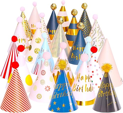 24 sombreros de fiesta de Simple polymer con pompones para cumpleaños y celebraciones