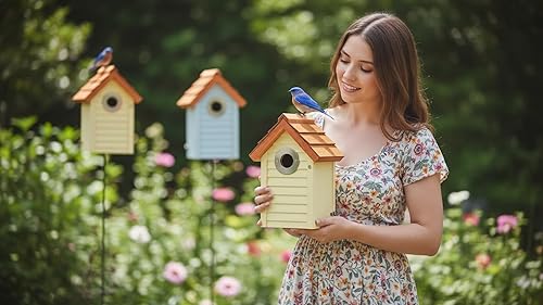 Miniatura 4 de Bluebird Casas para Pájaros para Exteriores en Liquidación  Juego de 3 Cajas Nido con Protector contra Depredadores de Acero Inoxidable  Techo de
