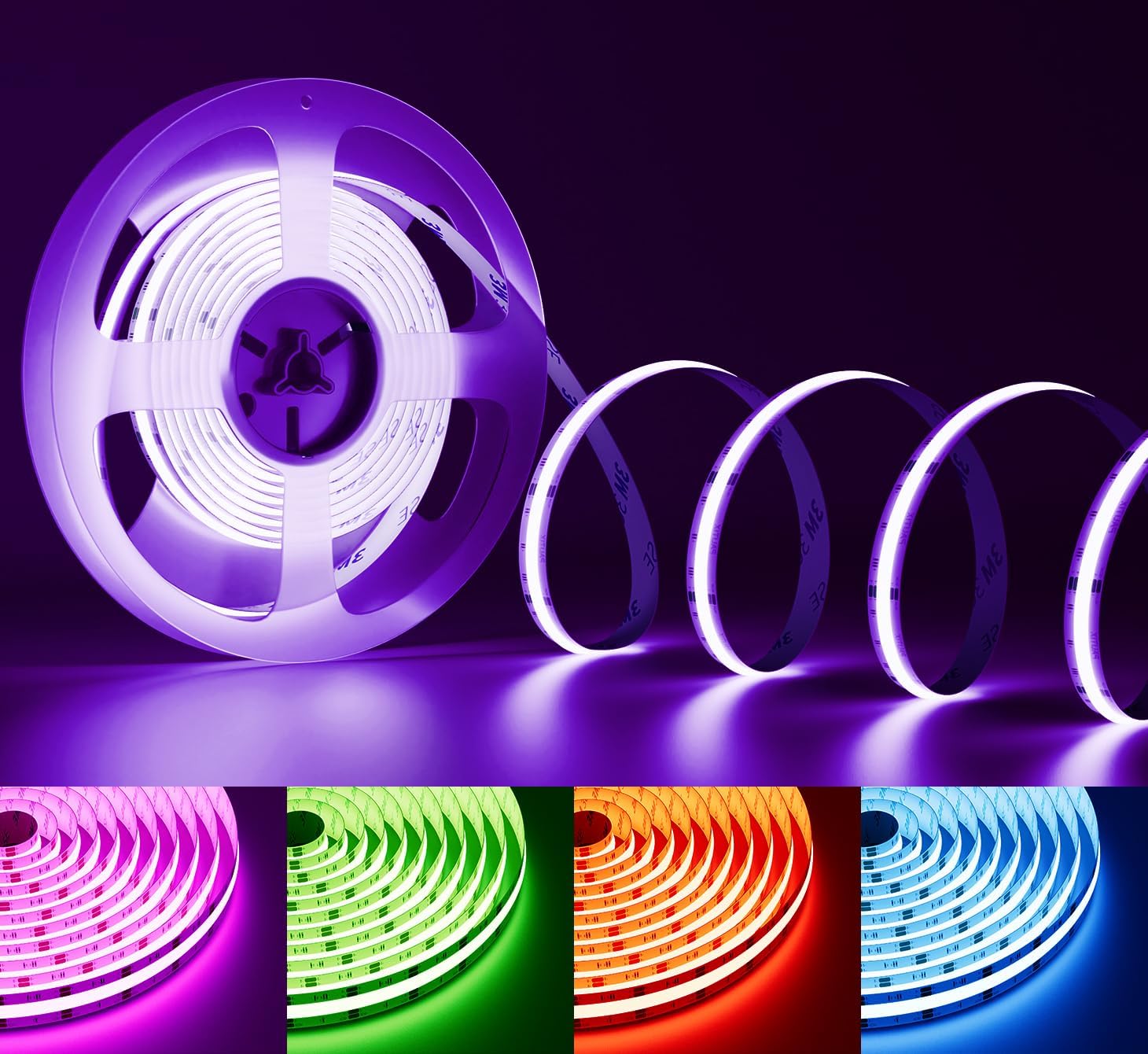 PAUTIX RGB COB LED Strip Light 32.8ft/10m,UL Listed 24V Color Changing Light Strips with 840LEDs/m Multicolor Flexible Tape Lights for TV,Room,Bedroom,Party DIY Decoration(Power Supply Not Included)