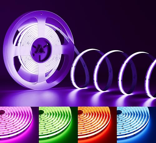 Vista 11 de PAUTIX Tira de luz LED COB RGB de 5 V USB de 4.92 pies/4.9 ft que cambia de color, retroiluminación de TV, multicolor, flexible, para debajo