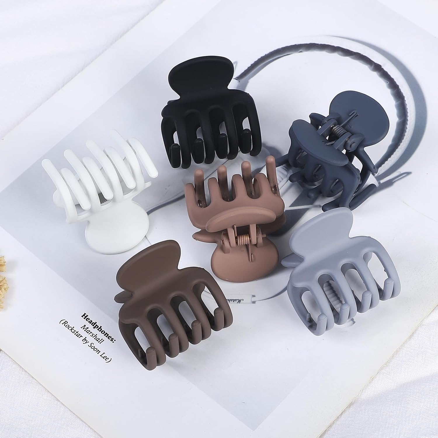 6 Pcs Hair Clips Small Claw Clips for Thin Hair Medium Matte Non-slip Hair Accessories for Women and Girls (Brown Grey) - Image 2