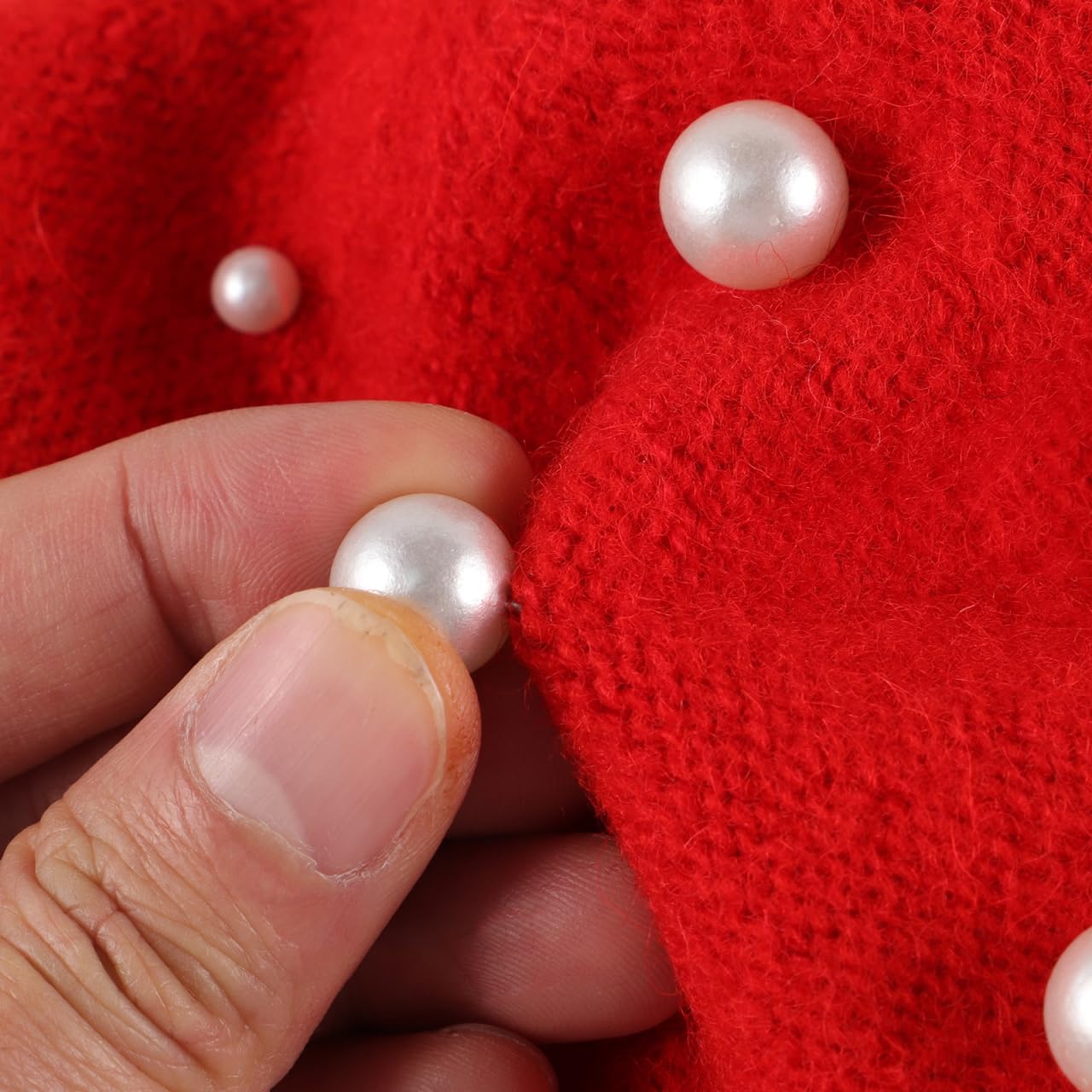 PRETYZOOM Red Wool Beret Hat with Artificial Pearls – Soft Cashmere-Lined for Warmth & Secure Fit – for Women, 56–58cm Head Circumference, Casual Outfits, Festive Events