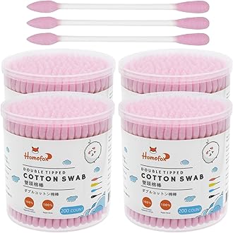 Pink Cotton Swabs Precision Pointed - 800 Count Pointy Cotton Buds Double Side Tightly Wrapped Cotton Tips Paper Stick Organic Soft Gentle Lint-Free Cruelty-Free, Pointy & Round (Pink)