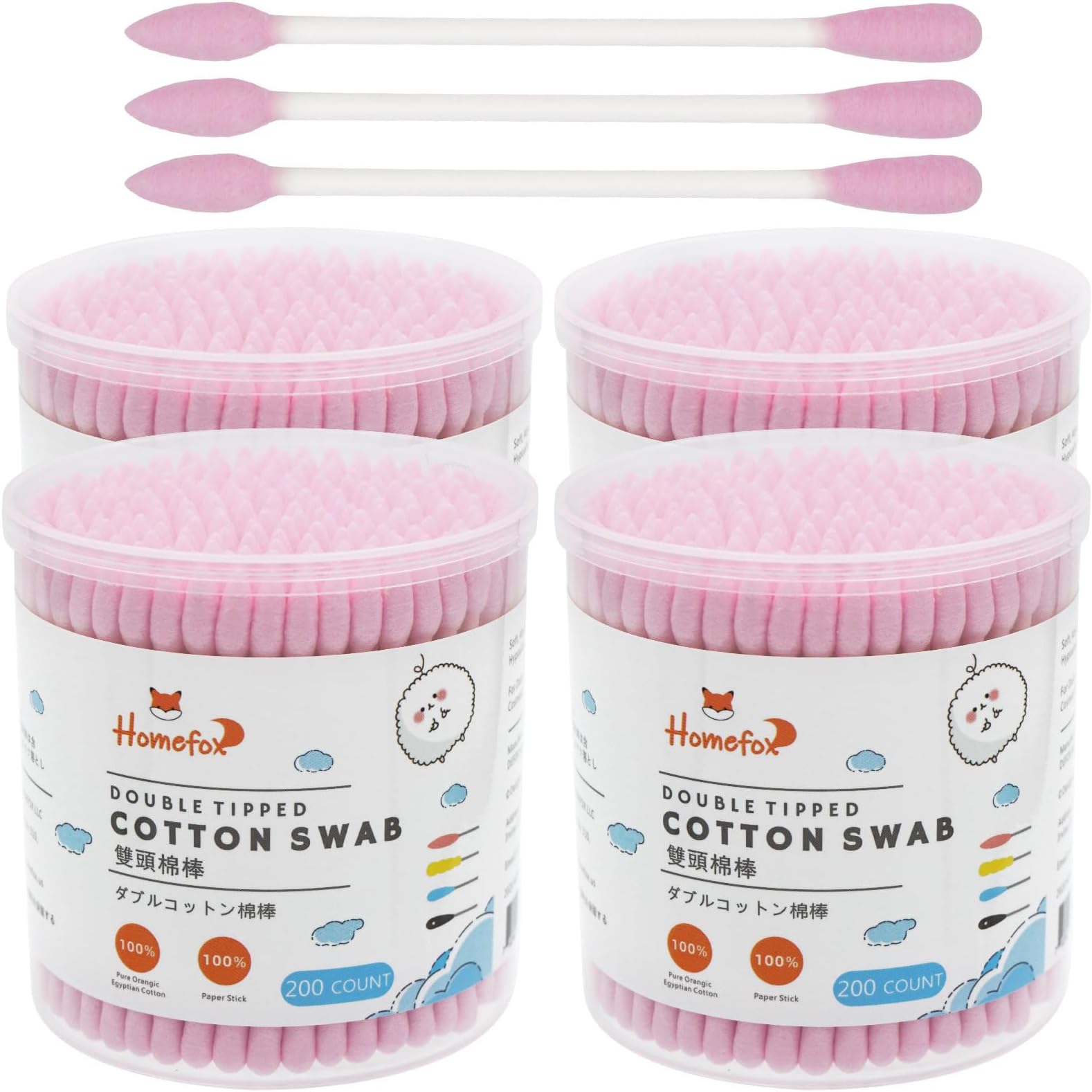 Pink Cotton Swabs Precision Pointed - 800 Count Pointy Cotton Buds Double Side Tightly Wrapped Cotton Tips Paper Stick Organic Soft Gentle Lint-Free Cruelty-Free, Pointy & Round (Pink)