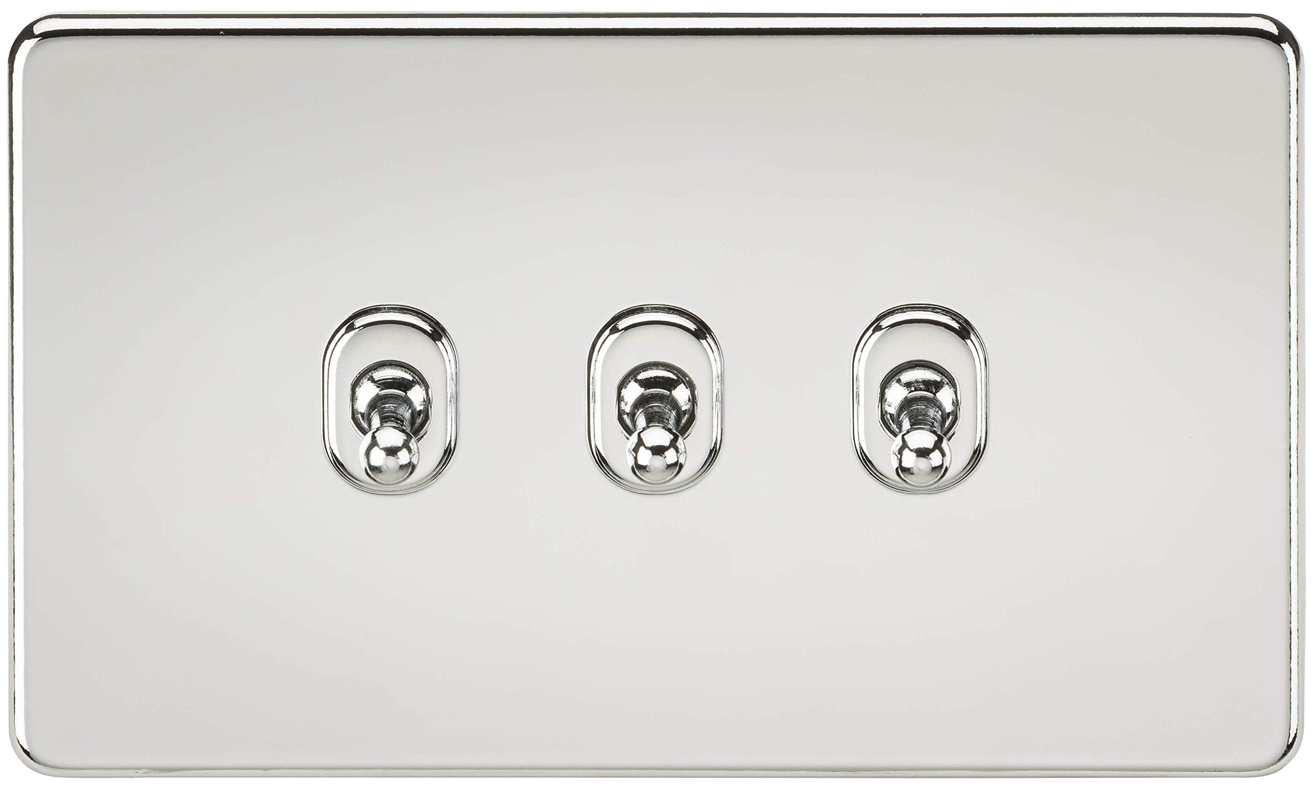 Knightsbridge Polished Chrome Sf3togpc Screwless 10A 3G 2-Way Toggle Switch