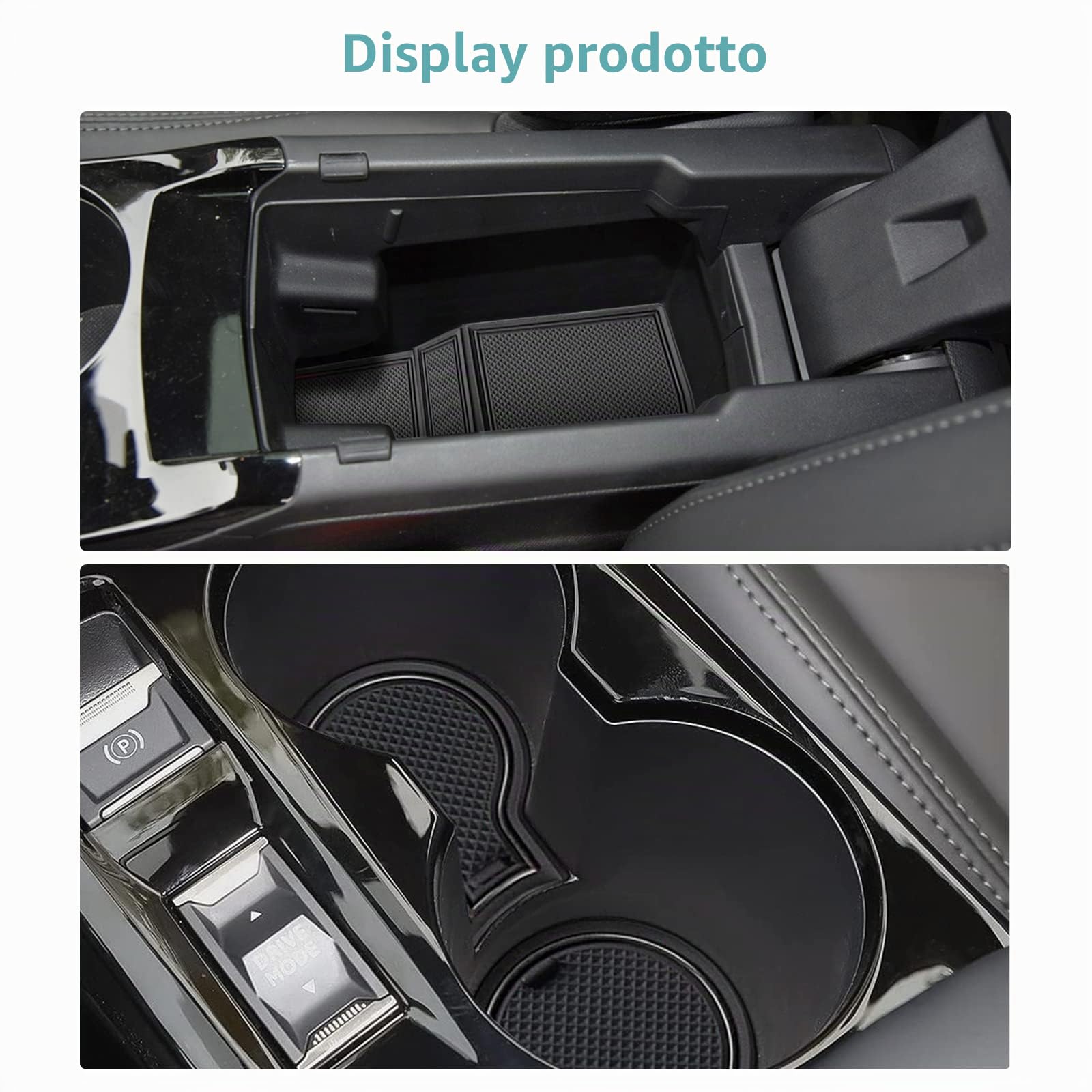 GAFAT Nuova Peugeot 208 e-208/ Peugeot 2008 e-2008 GT Line 2020-2024 2025 Tappetini Antiscivolo, Tappetini in Gomma per Portaoggetti Bracciolo, Portabicchieri, Scanalatura Porta (Nero)