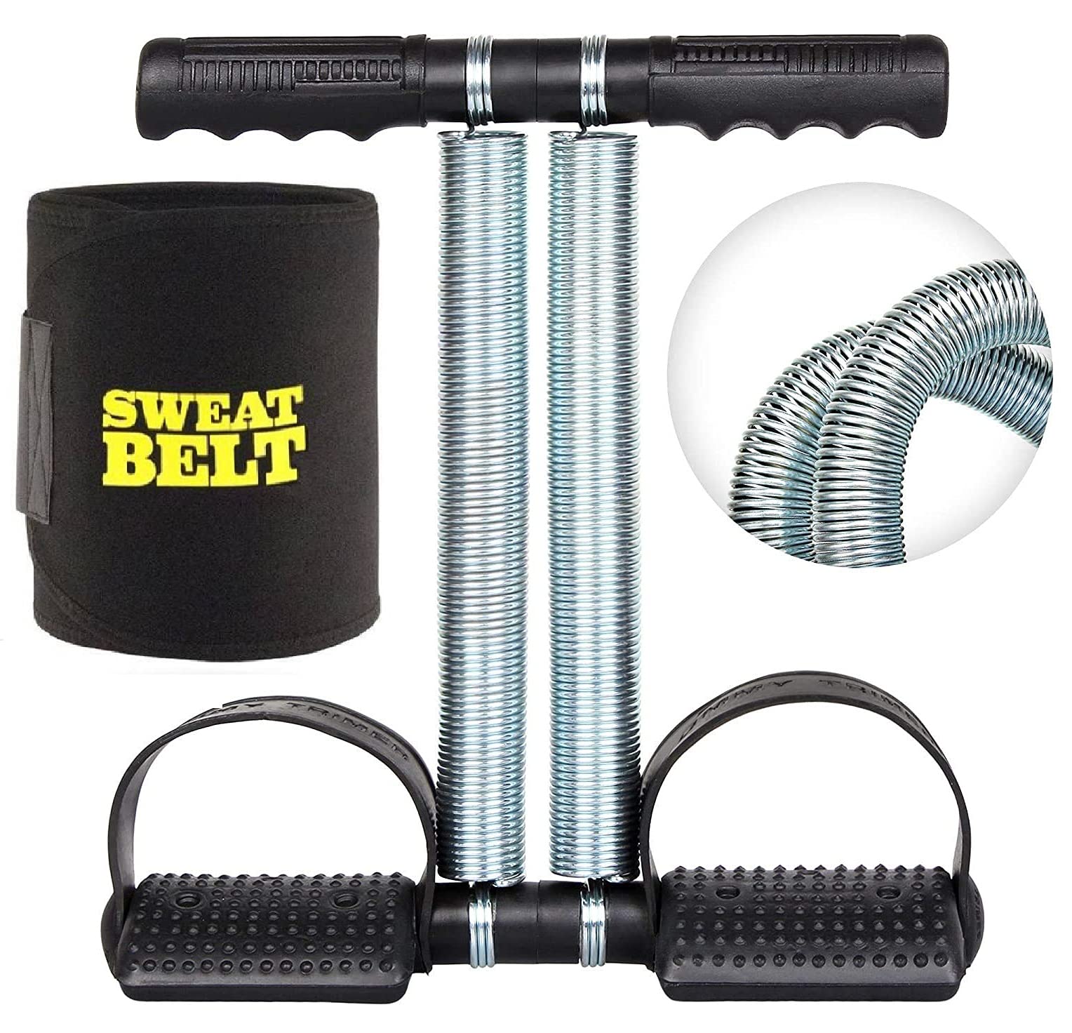 Sidhmart Abs Exercise Fitness Equipment Combo Tummy Trimmer Double Spring & Sweat Slim Belt Body Exercise Abdominal Support Exerciser for Men & Women (B07KSYZ5B1) Amazon Price History, Amazon Price Tracker