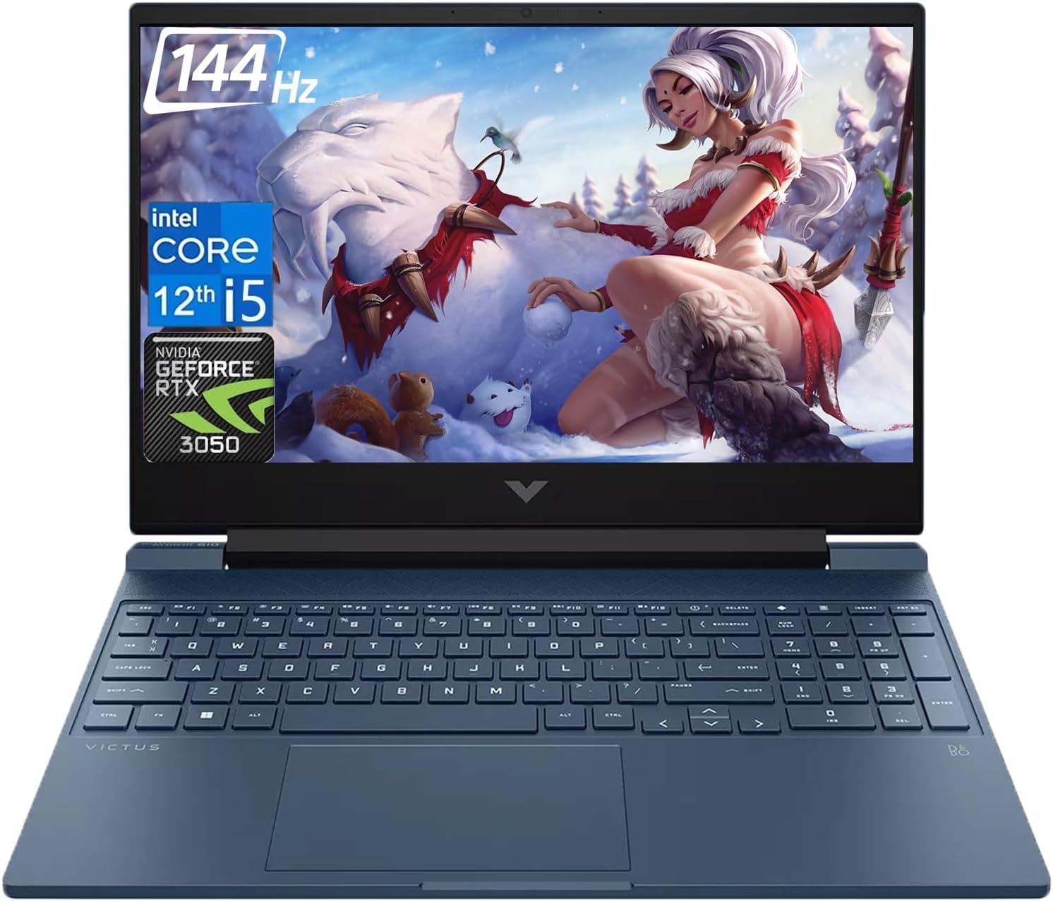 Victus 15.6 i5 Gaming Laptop, 15.6" FHD 1920*1080 144Hz, Intel Core i5-12450H, NVIDIA GeForce RTX 3050, 32GB RAM, 2TB SSD, Backlit KB, Touchpad, SD Card Reader, Webcam, HDMI, Wi-Fi 6, W11 H, Blue