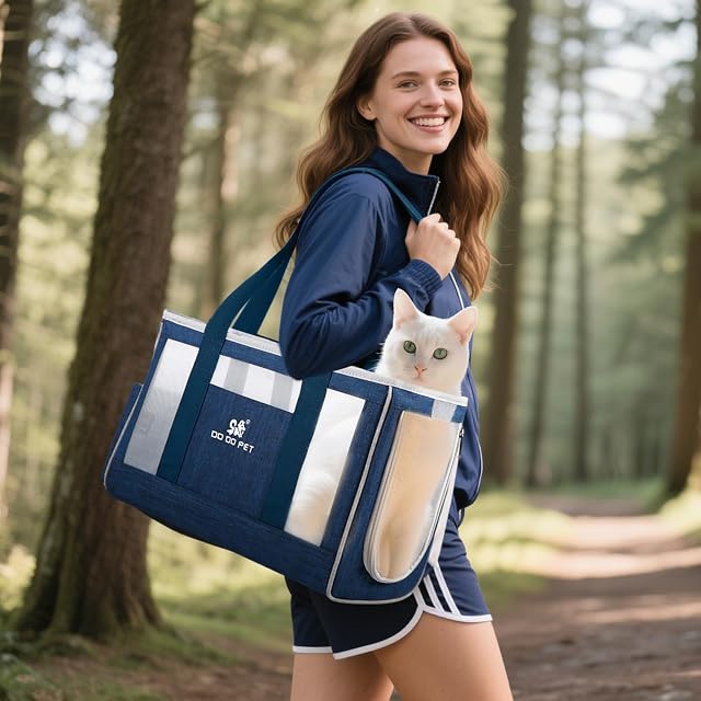 Foto 2 de 8 de PETCUTE Transportin Gato Perro,Respirable Bolsa Transporte Transpirable para Mascota con Correa de Seguridad…