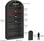RALGEND Arched Bibliothèque, 75.8" Bibliothèque d'Arche Tall avec stockage, 6-Tier Étagère de livre de ferme, Armoire arquée, étagère en bois avec étagères à affichage ouvert, plateau réglable, bureau, noir