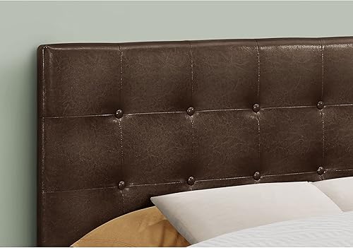 Miniatura 4 de Monarch Specialties Cama I 6000F, solo cabecero, tamaño matrimonial, dormitorio, tapizada, aspecto de piel sintética, marrón, de transición