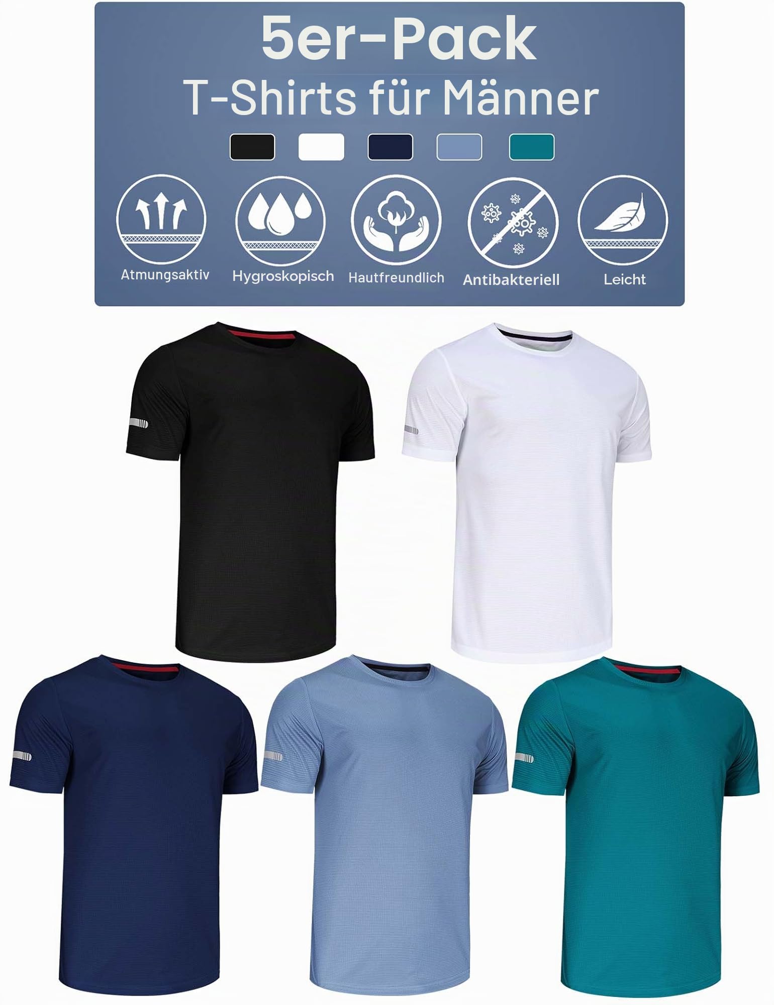 3/5 Pack T-Shirts Für Herren Sport Tshirts Herren Funktionsshirt Laufshirt Herren Kurzarm Sommer Fitnessshirt Trainingsshirt Sport Kleidung Männer Atmungsaktive Shirts