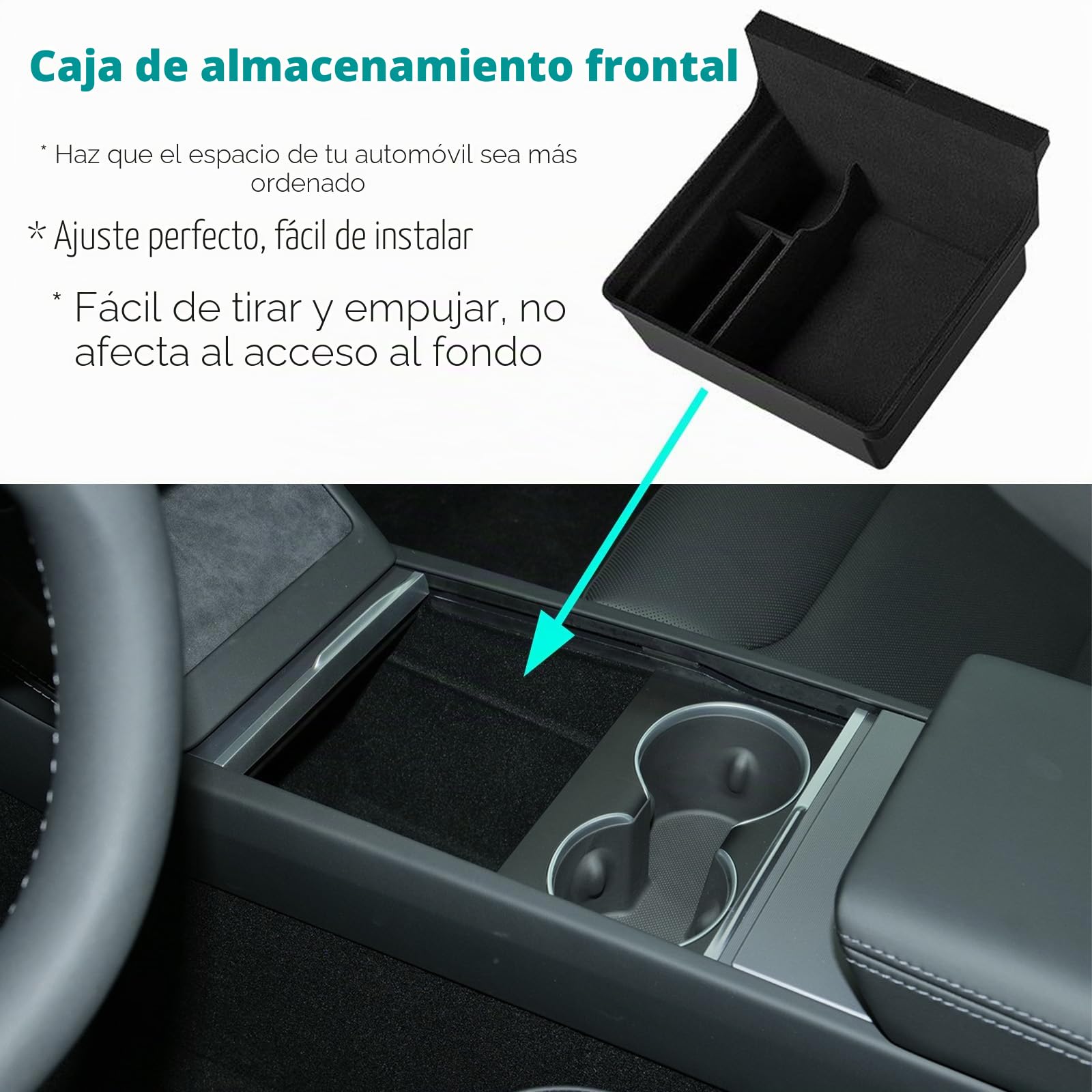 Bandeja organizadora de consola central para nuevos accesorios Tesla Model 3 Highland 2024 2025 Model Y Juniper, para Tesla Model 3 2024 Highland 2025 Model Y Juniper Caja de almacenamiento