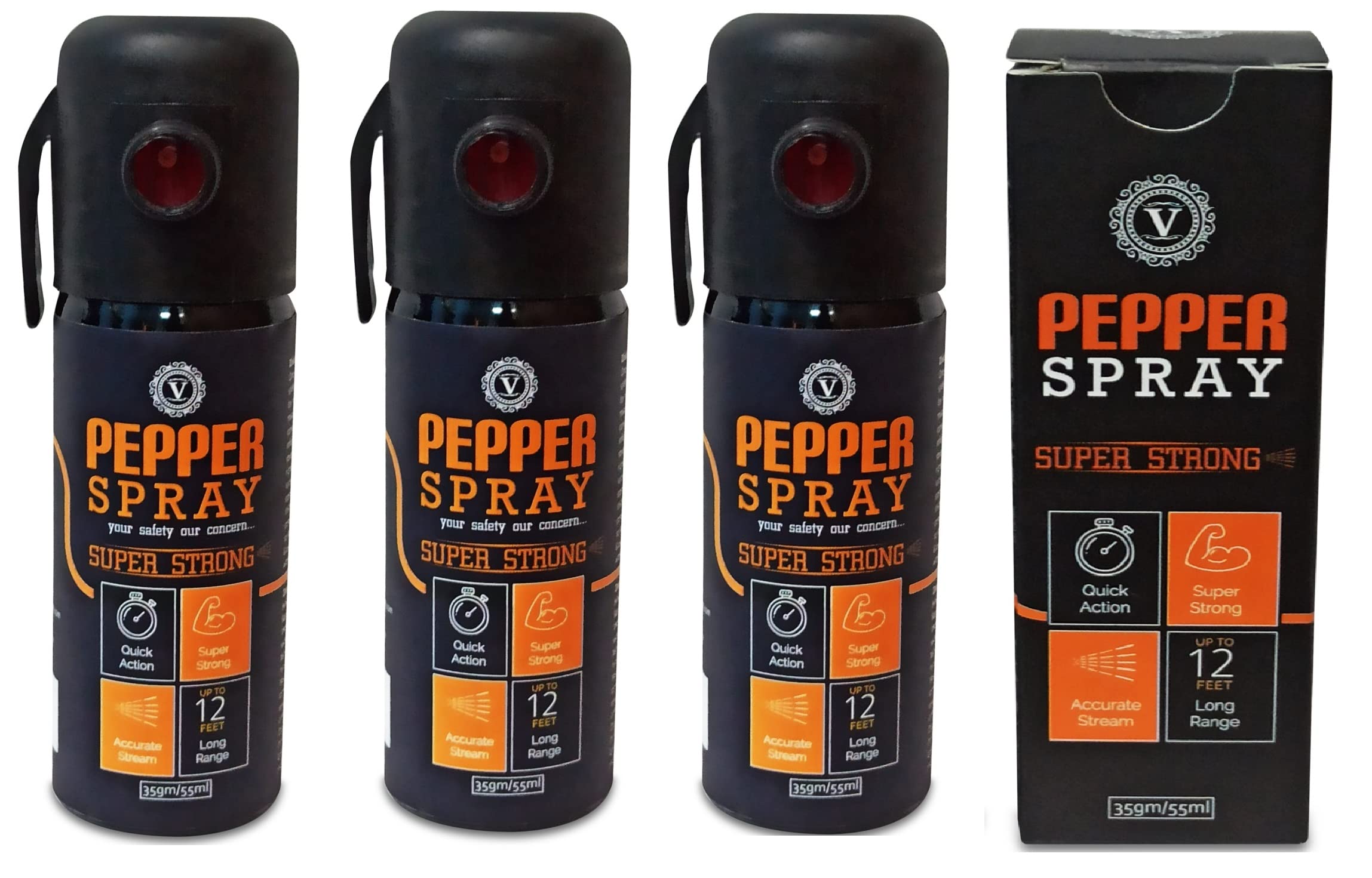 Viewers Pepper Spay for Women Men and Girl (Pack of 3 Black)