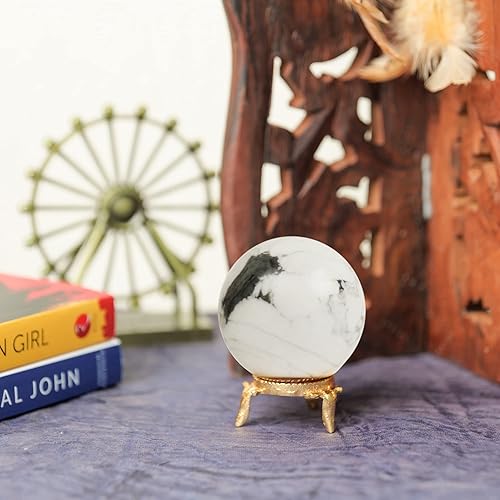 Miniatura 4 de FASHIONZAADI Cristal de howlita - Bola de cristal - Cristales para la suerte - Piedras espirituales y cristales - Bola de cuarzo - Cristal de