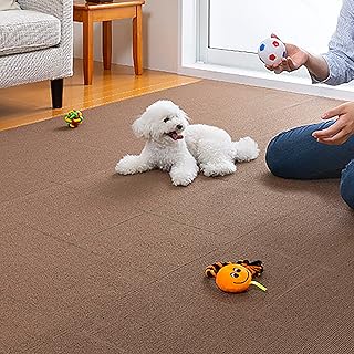 【日本製 撥水 消臭 洗える】サンコー ずれない タイルカーペット ペット用 30×30cm ブラウン 20枚 カーペットタイプ おくだけ吸着 タイルマット ジョイントマット KN-28