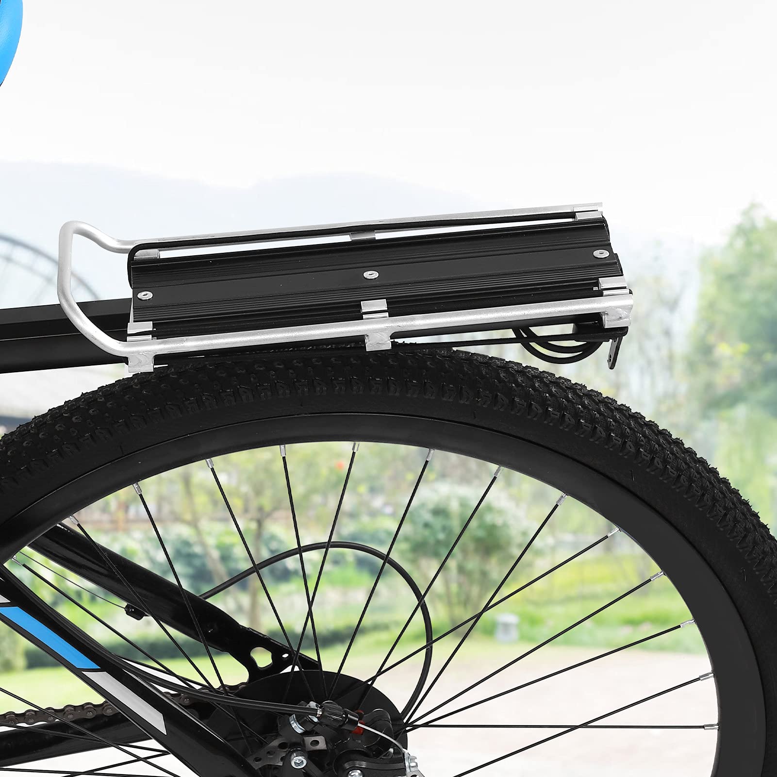 Portapacchi posteriore per bici in lega di alluminio, portapacchi per bicicletta con fanale posteriore, portabiciclette rimovibile con equipaggio per bici universali, portapacchi