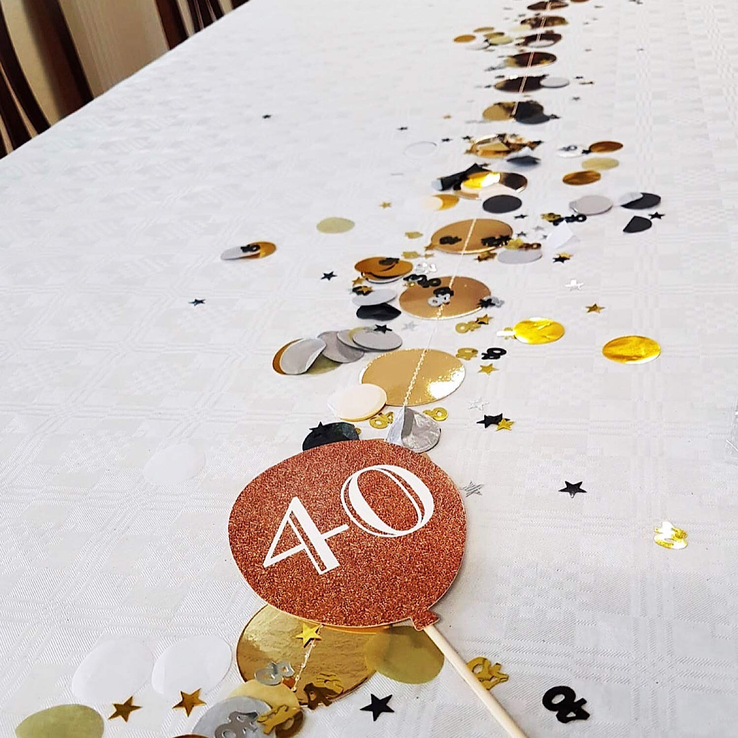 Amosfun Konfetti Set – 1200 Stück Goldene Pailletten, Für Geburtstag & Jubiläen, 1 X 1,2 Cm