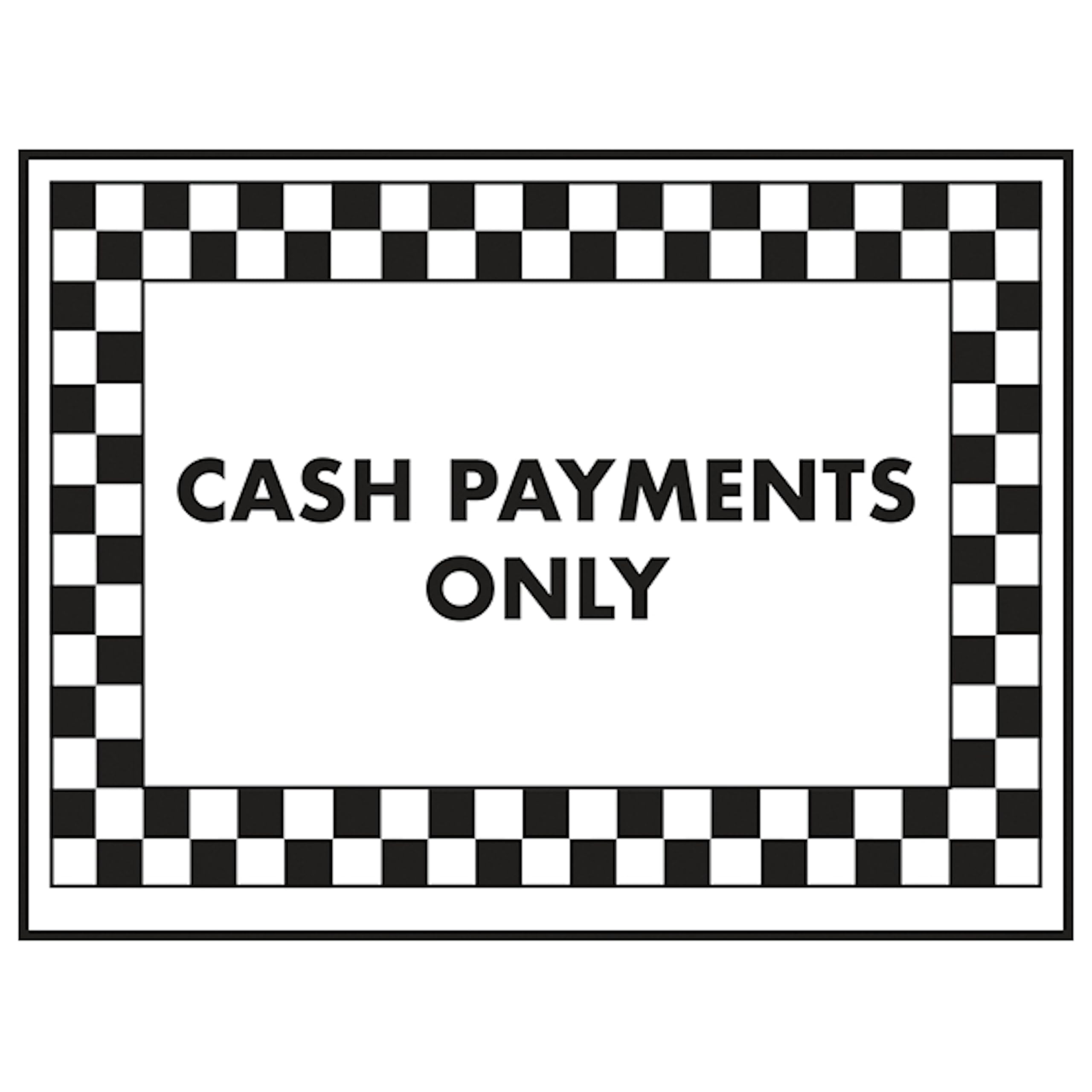 V Safety Cash Payments Only 200 x 150 mm - 2mm Rigid Plastic Safety Sign
