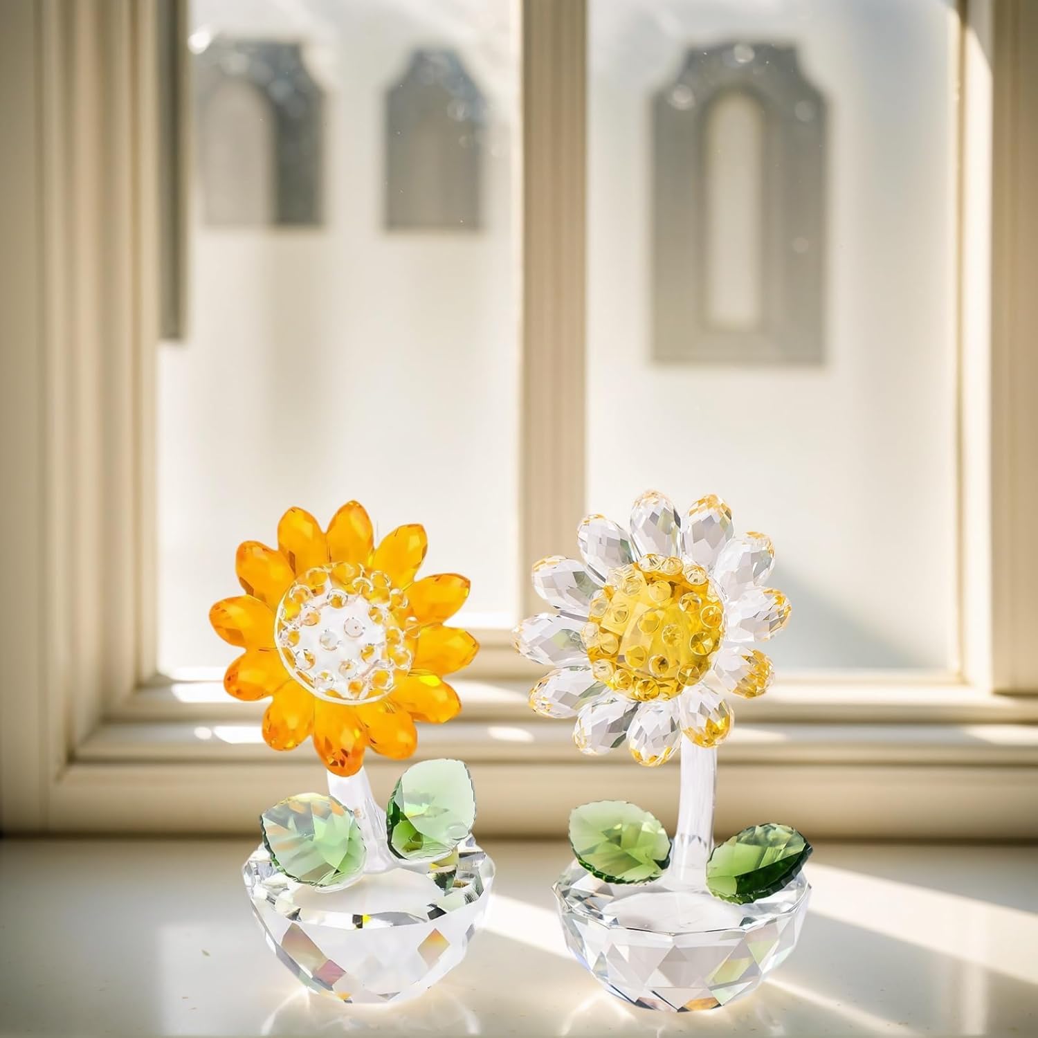 Handmade Crystal Flower Sunflower Decor - Elegant Glass Sunflower Figurine, Small Christmas Ornament, Gift for Women, Home & Office Decoration - Image 4