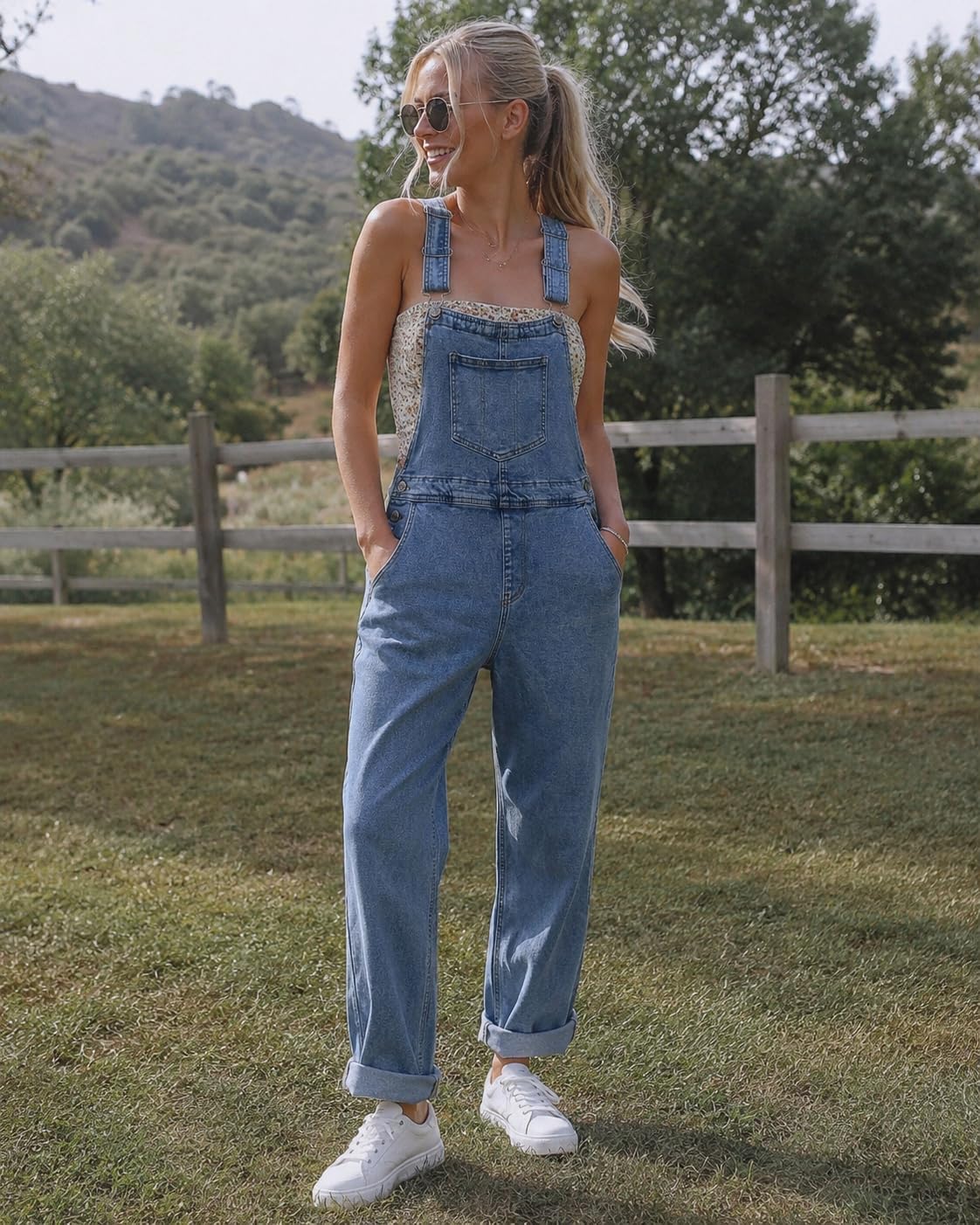 Women's Casual Stretch Adjustable Denim Bib Overalls Jeans Pants Jumpsuits
