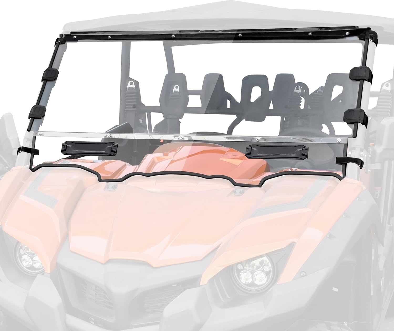 Front Full Windshield for Yamaha Viking / Viking VI 2014-2025, Vented Clear Hard Coat Scratch Resistant 1/5" Thick Polycarbonate Combination Window Windscreen Adjustable Vents Accessories