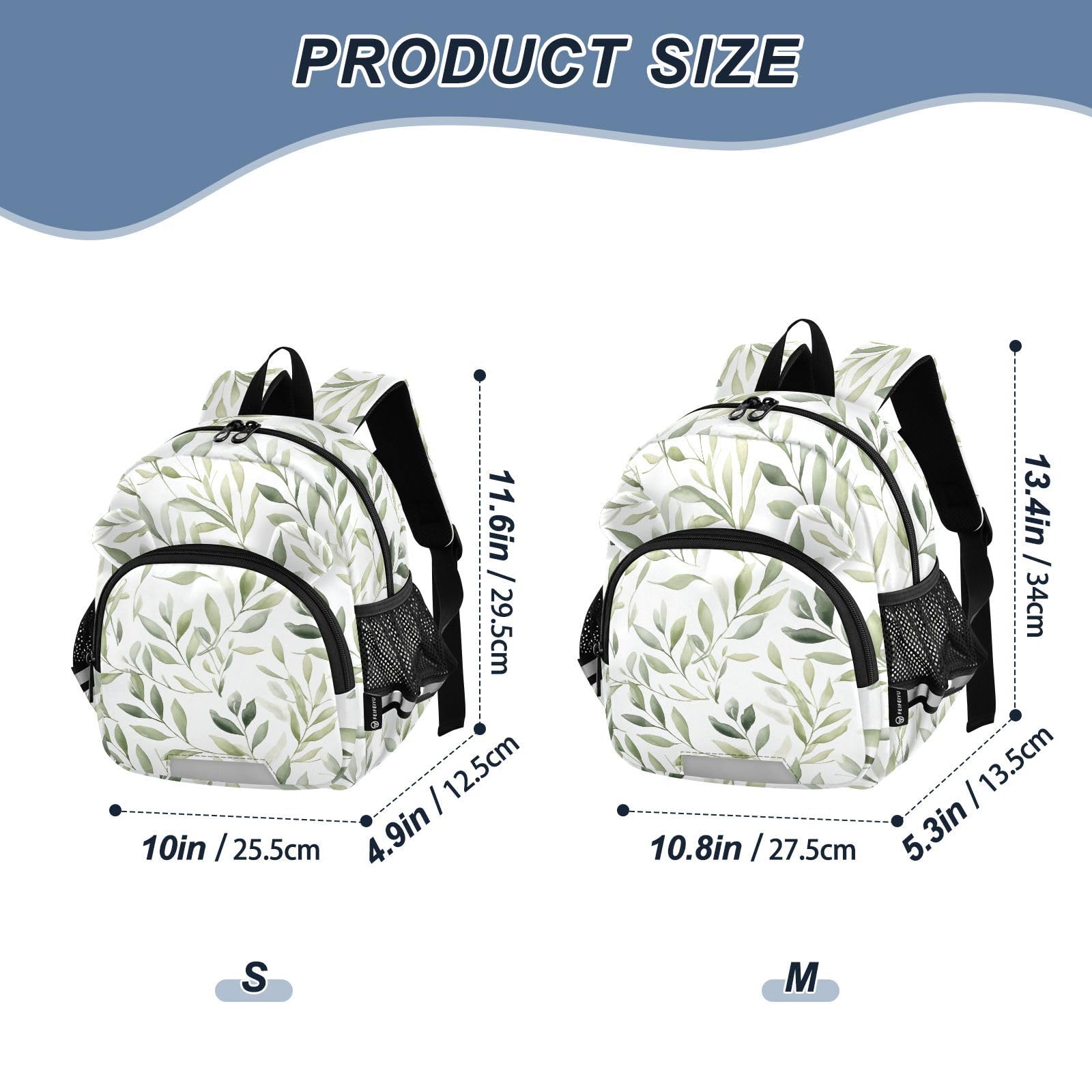 Watercolor Green Leaves Toddler Harness Backpack for Boys Girls 3-6 Years Kids Backpack with Anti Lost Safety Leash Child Leash Backpack for Walking Travel Preschool