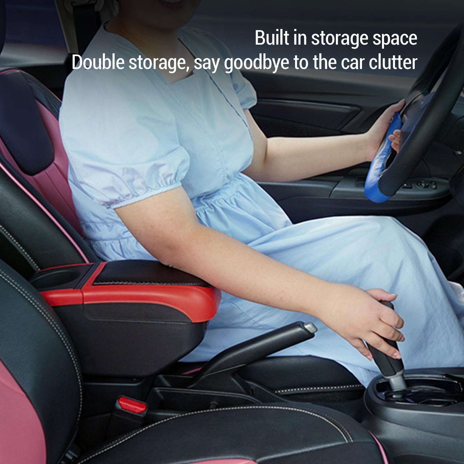 Universal Car Carsire Box Center Console Podłokietnik z 6 Portów ładowania USB Podwójnie Warstwy Car REPOLE Organizator SUV Truck Car (czerwony)