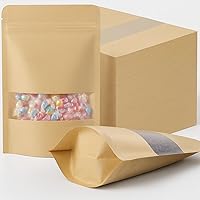 Vista 9 de Geosar 300 bolsas de papel kraft de pie con ventana de 6 x 9 pulgadas, bolsas sellables de papel kraft con muesca sellables con muesca para pequeñas