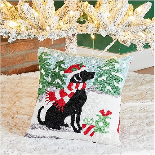 glitzhome Almohada de Navidad con gancho de 14 pulgadas de largo, cojín de Navidad para sala de estar y cama
