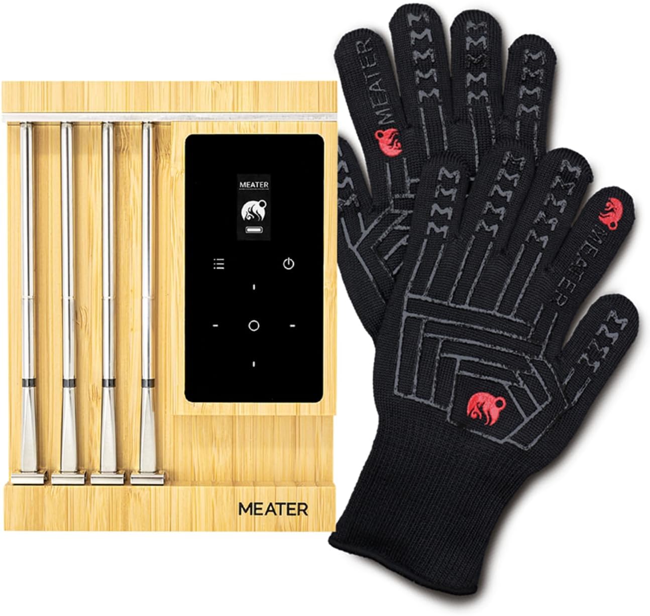 MEATER Pro XL and Mitts Bundle: Smart Wireless Meat Thermometer with BBQ/Oven Gloves | Bluetooth & WiFi Range | Oven, Grill, Kitchen, BBQ, Smoker, Rotisserie, Gift, Sous Vide