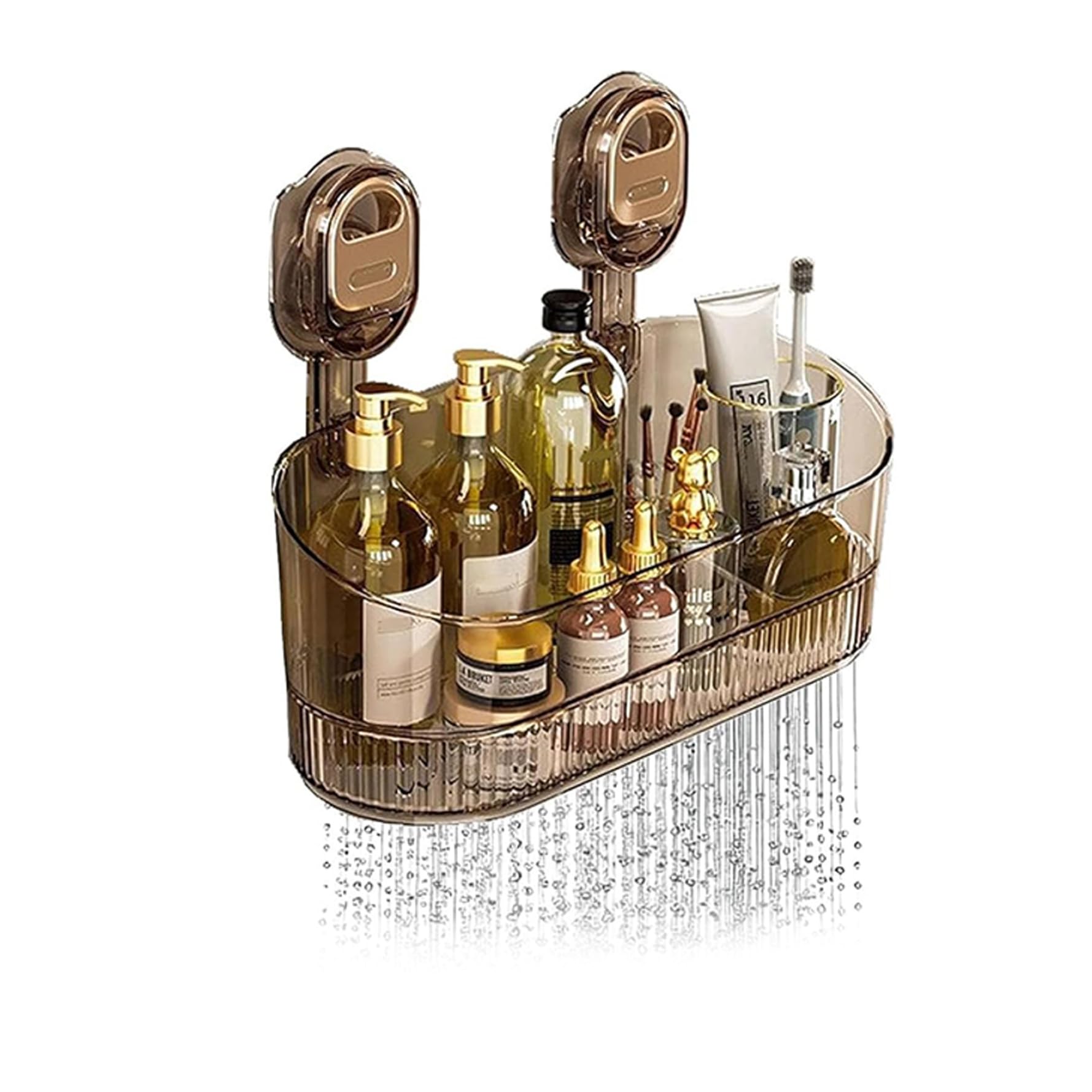 Étagère de douche puissante amovible avec caddy étanche et rangement aspirant