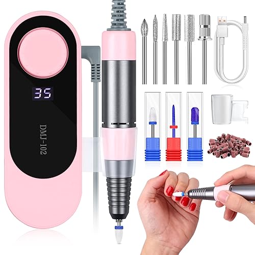 Saviland Kit de taladro elĂ©ctrico de uñas, limas de uñas blancas portátiles para uñas acrĂlicas, 3 piezas de brocas de maĂz de cerámica, bandas de Saviland Kit de taladro elĂ©ctrico de uñas, limas de uñas blancas portátiles para uñas acrĂlicas, 3 piezas de brocas de maĂz de cerámica, bandas de