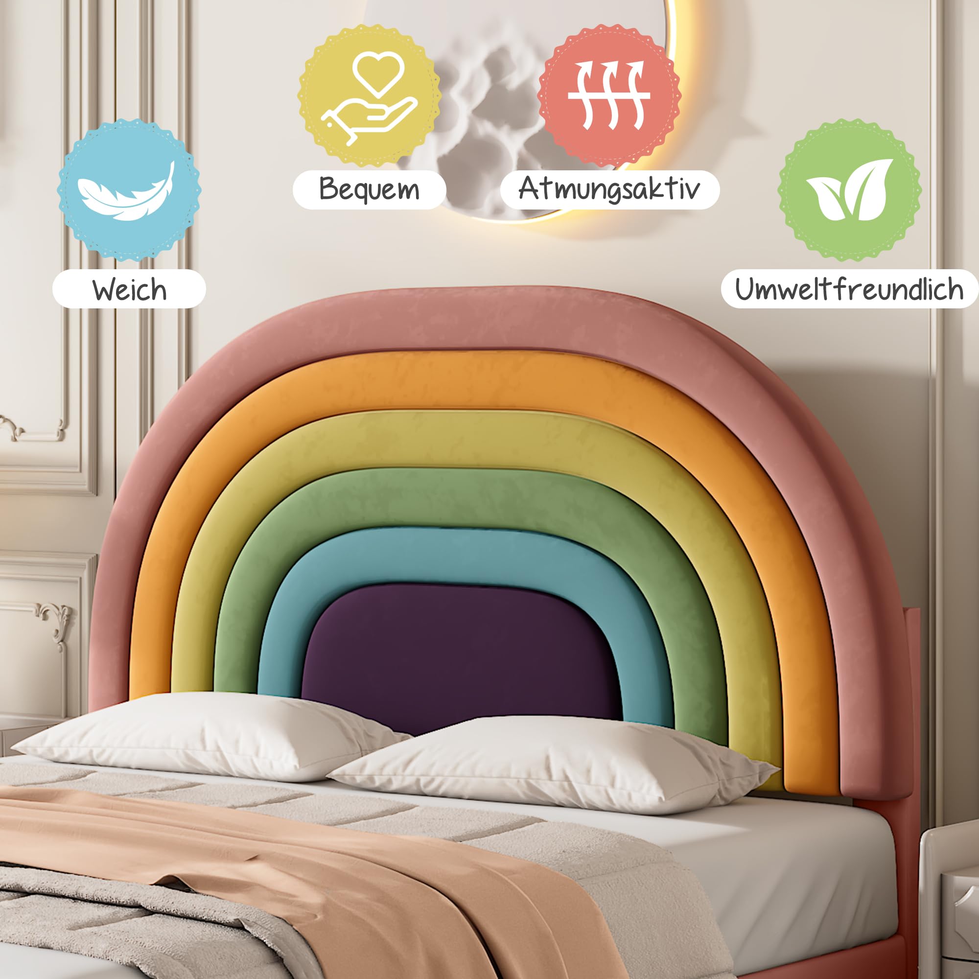Merax Cama tapizada de 140 x 200 cm con somier y cabecero ajustable, cama doble para adultos y jóvenes, tela de terciopelo, color rosa (sin colchón)