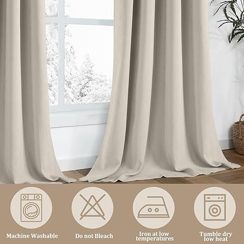 Miniatura 8 de Cortinas opacas bohemias para dormitorio, 84 pulgadas de largo, 2 paneles de cortinas opacas de mediados de siglo, para sala de estar, con ojales,