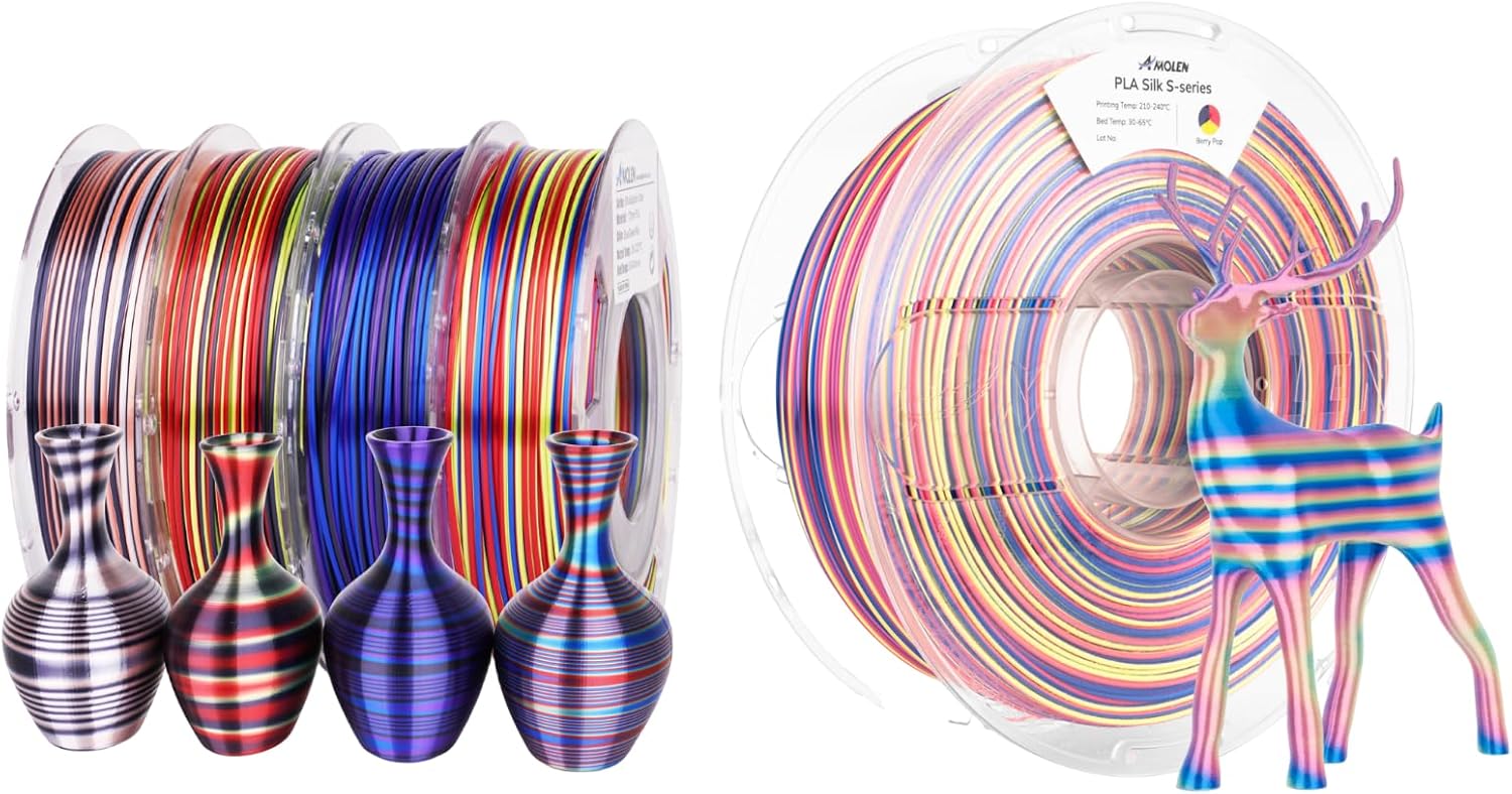 AMOLEN 3D Printer Filament Bundle, PLA Filament 1.75mm