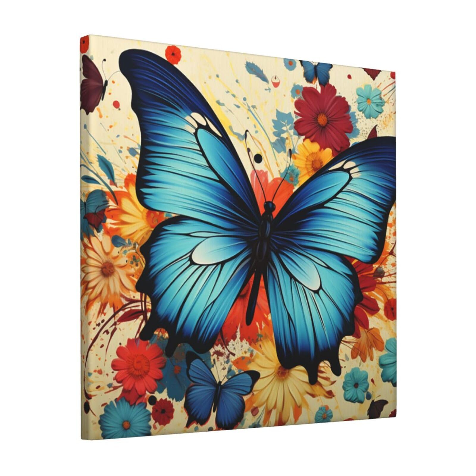 FodPand Butterfly Canvas Wall Art for Living Room Wall Decor 12"x12" Modern Artwork Painting Pictures Hanging Canvas Prints Aesthetic Wall Art for Bedroom Bathroom Office Wallart Decor