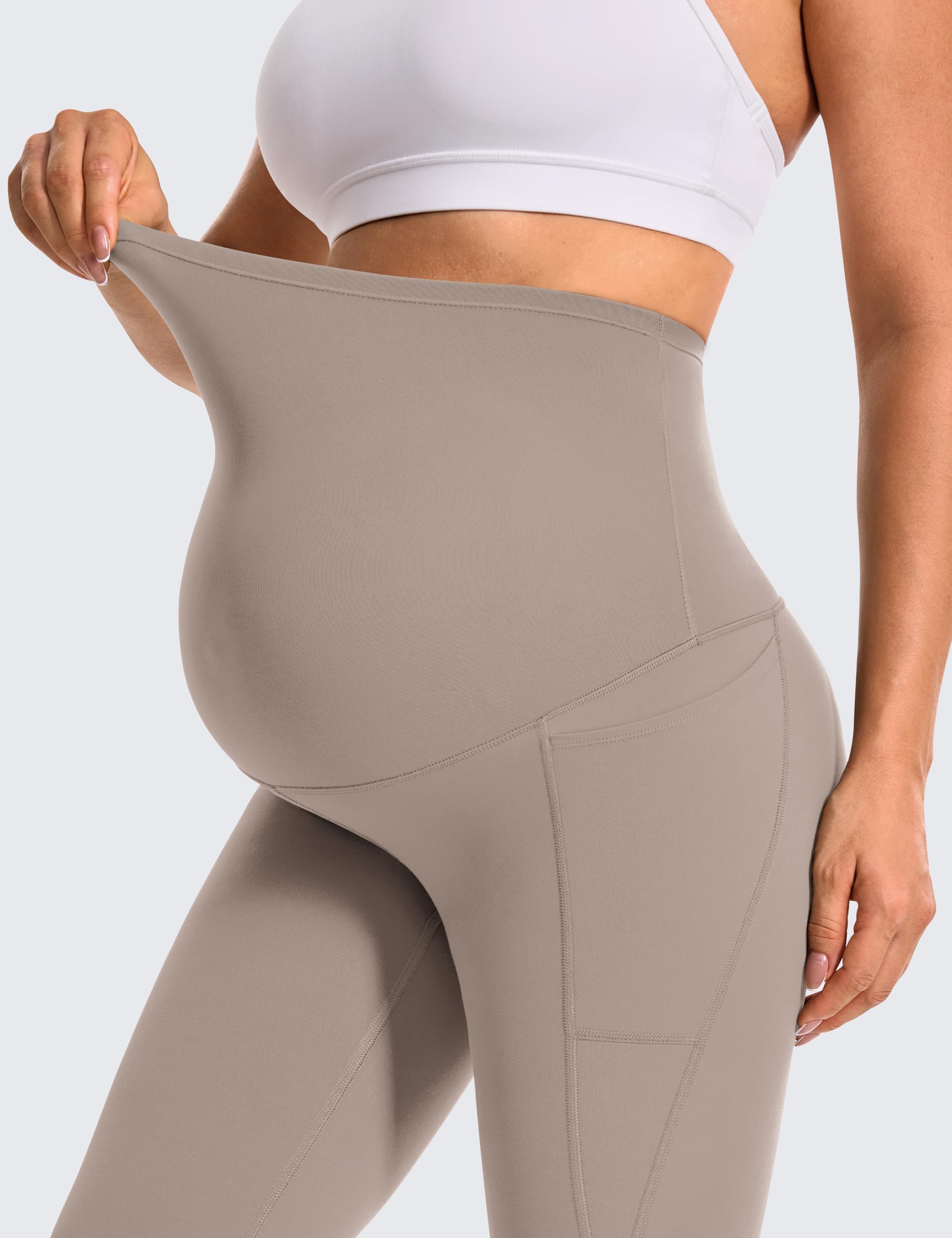 BAYDI Clouduxi, leggings premaman con tasche, 64 cm, a vita alta, opachi, pantaloni premaman