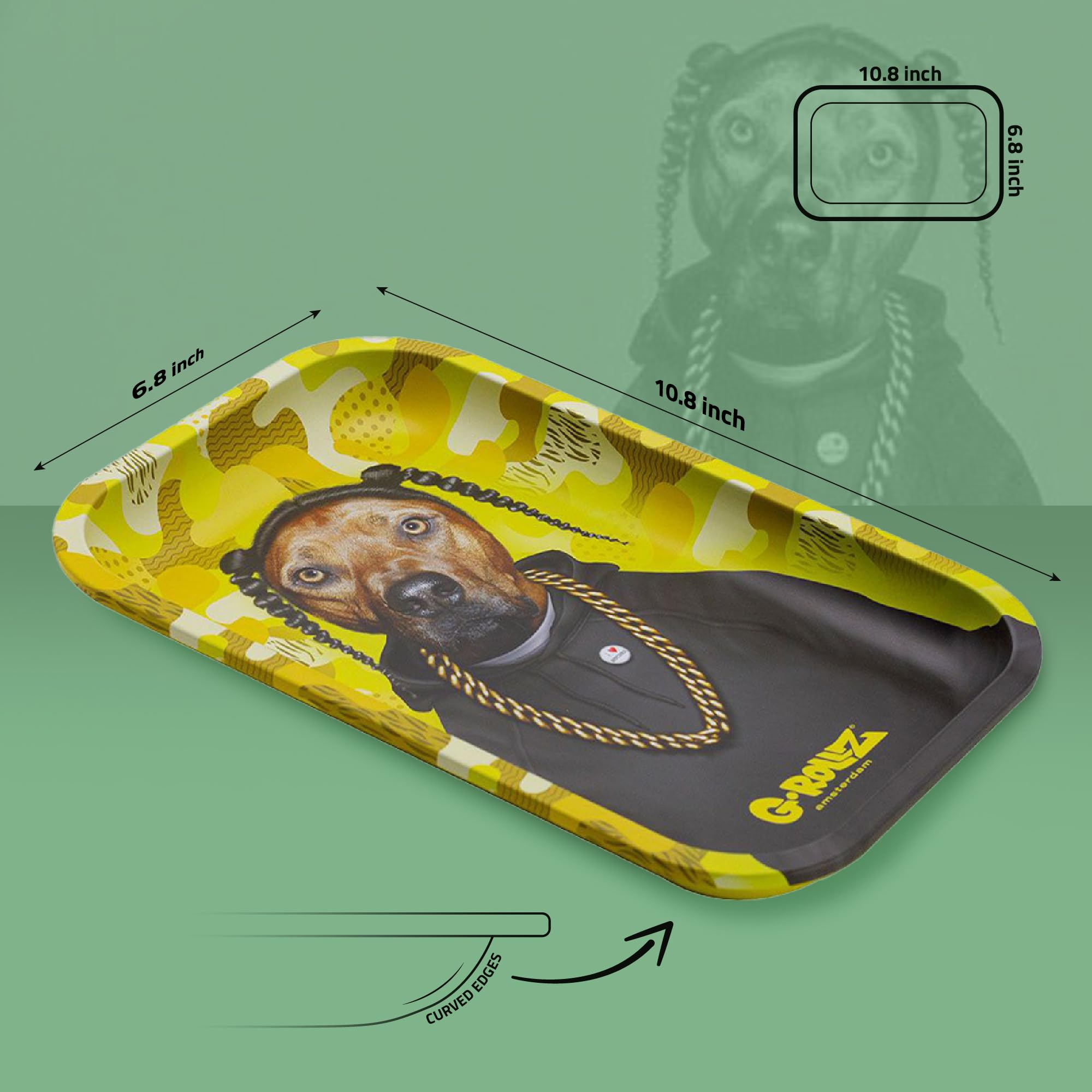 G-Rollz Rolling Tray Pets Rock Rap - Medium Size - 10.8 x 6.8