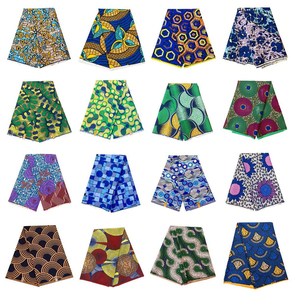 KENANLAN Polyester Afrikaanse Stof 6 Yards Ankara Bedrukt KENANLAN Polyester Afrikaanse Stof 6 Yards Ankara Bedrukt
