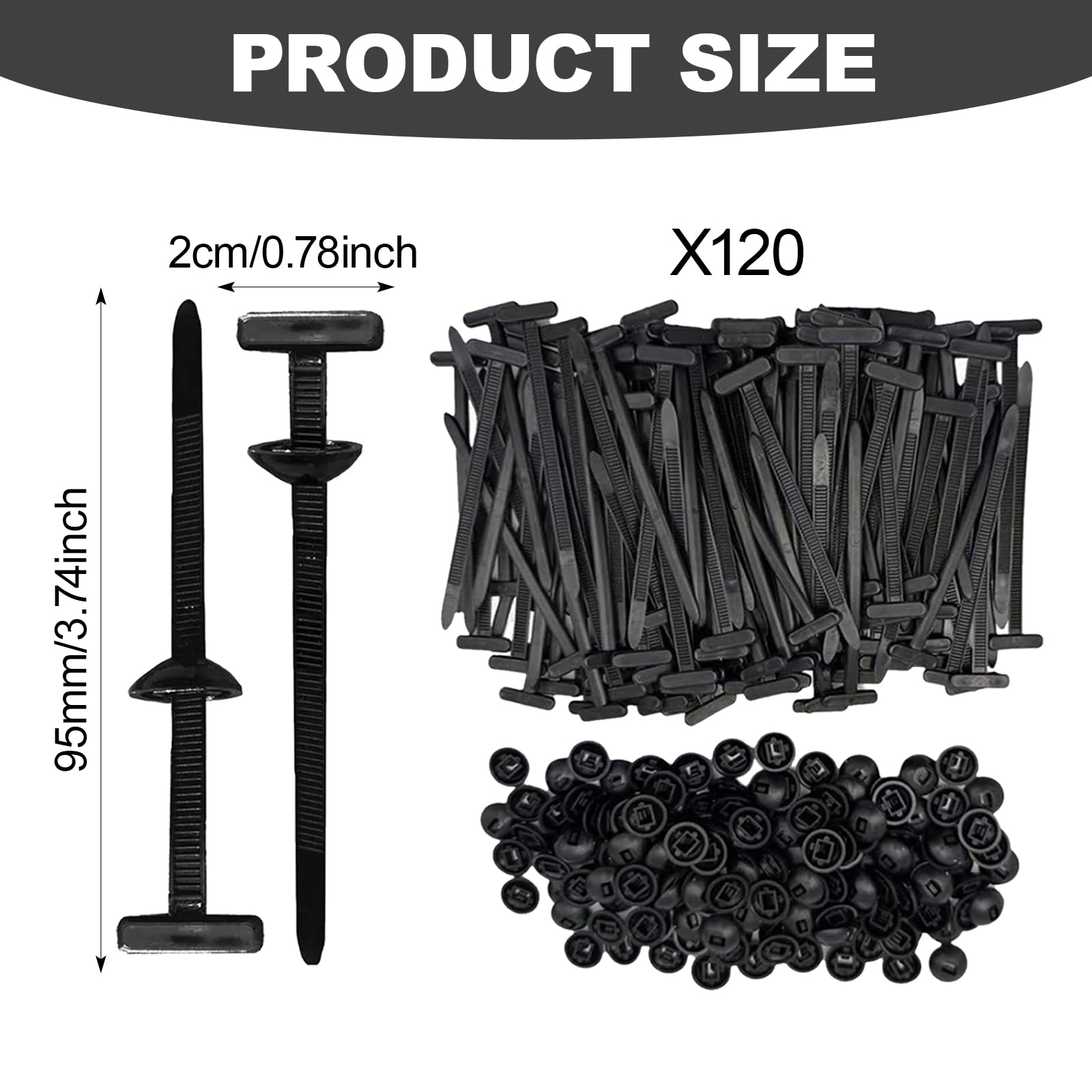 120Pcs Universal Nylon Cable Tie Buckles, Including Self-Locking Nylon Cable Ties, Bumper Retainer Clips - Image 2