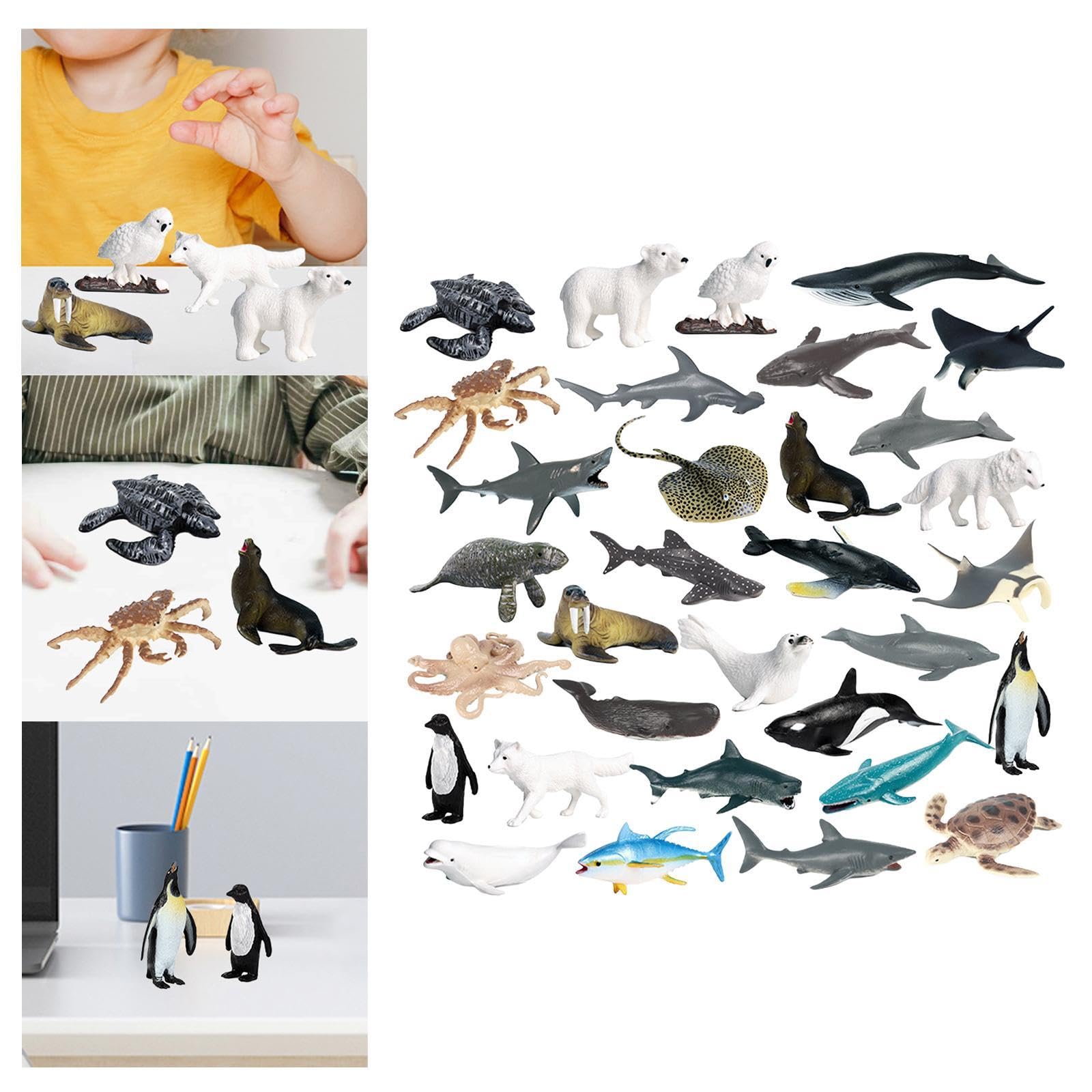 Sharplace 32x Modelos de Animales Marinos, Modelo de Animal Artificial, Juguete de Simulación de Animales Marinos, Modelo de Animales para Niños, Y