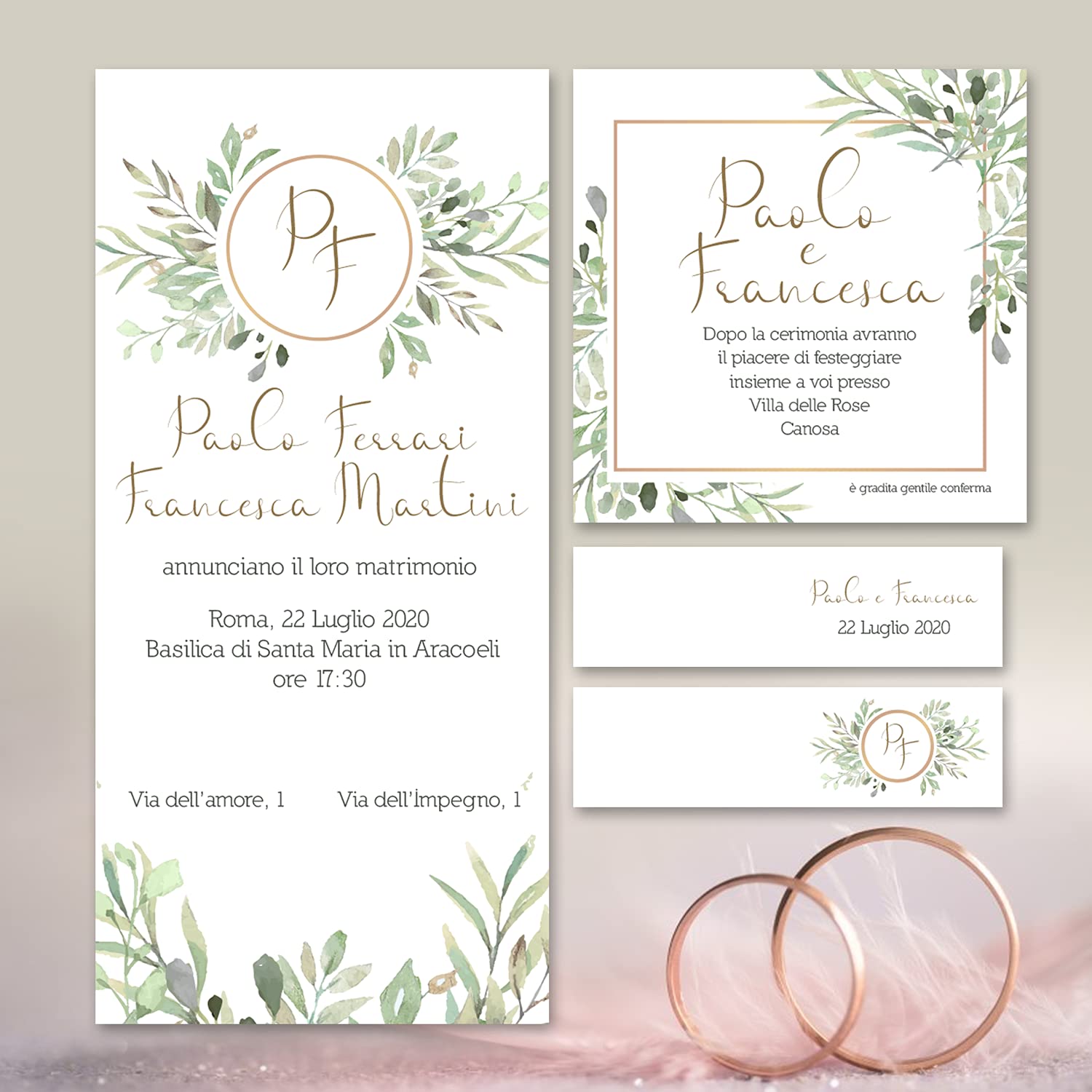 Generico Gadaleta Digital Industries - INVITI e PARTECIPAZIONI di MATRIMONIO | F.to 11x22 cm | CARTONCINO LUX PERLA | Kit 25 pz Completo di Busta + Cartoncino Chiesa, Ristorante e Bomboniera
