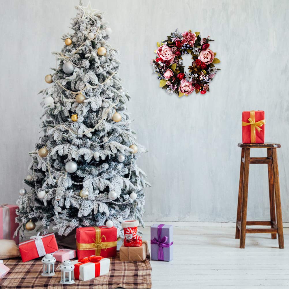 Weihnachts-Pfingstrosen-Kranz, Elegante Handgefertigte Künstliche Girlande für Tür, Wand, Heimdekoration für Familie, Freunde, Hochzeit, Party