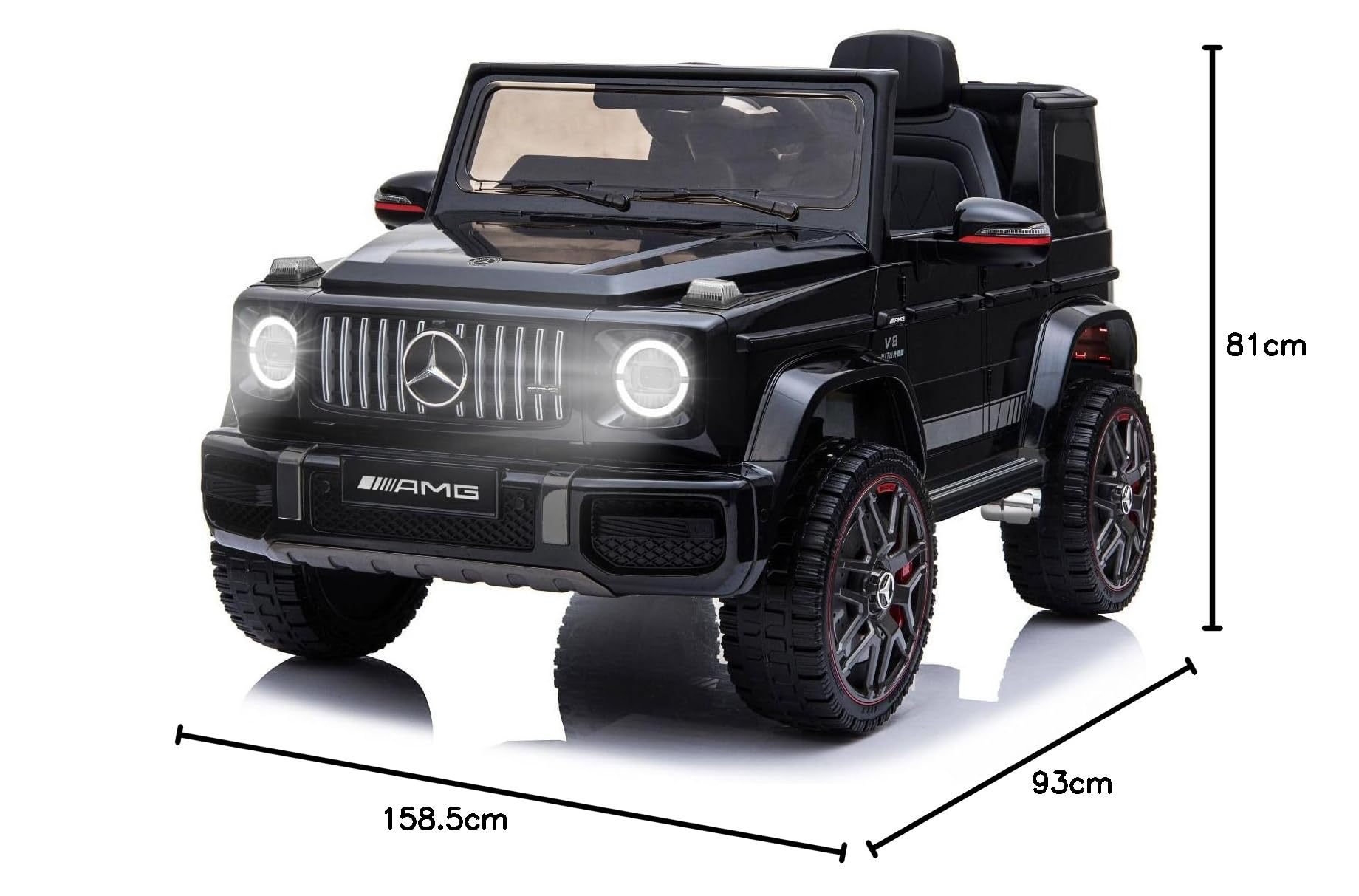 Macchina elettrica bambini Mercedes Classe G 2025, Nera, Originale con Licenza, Batteria al Litio, auta elettrica per bambini 3-5 anni con telecomando 2.4 GHz, MP3/USB/Bluetooth