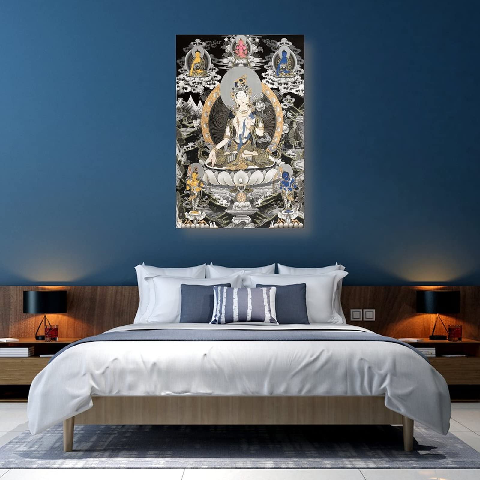 Tara bianca con Medicina Buddha Buddismo Religione Meditazione Poster Decorazione per la Casa Poster Decorazione per la Camera da Letto Decorativa Estetica 60 x 90 cm