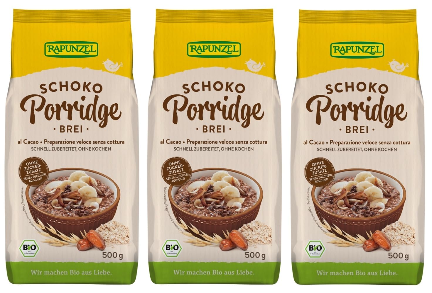 Rapunzel Bio Frühstücksbrei Kakao-Banane (3 x 500 gr)