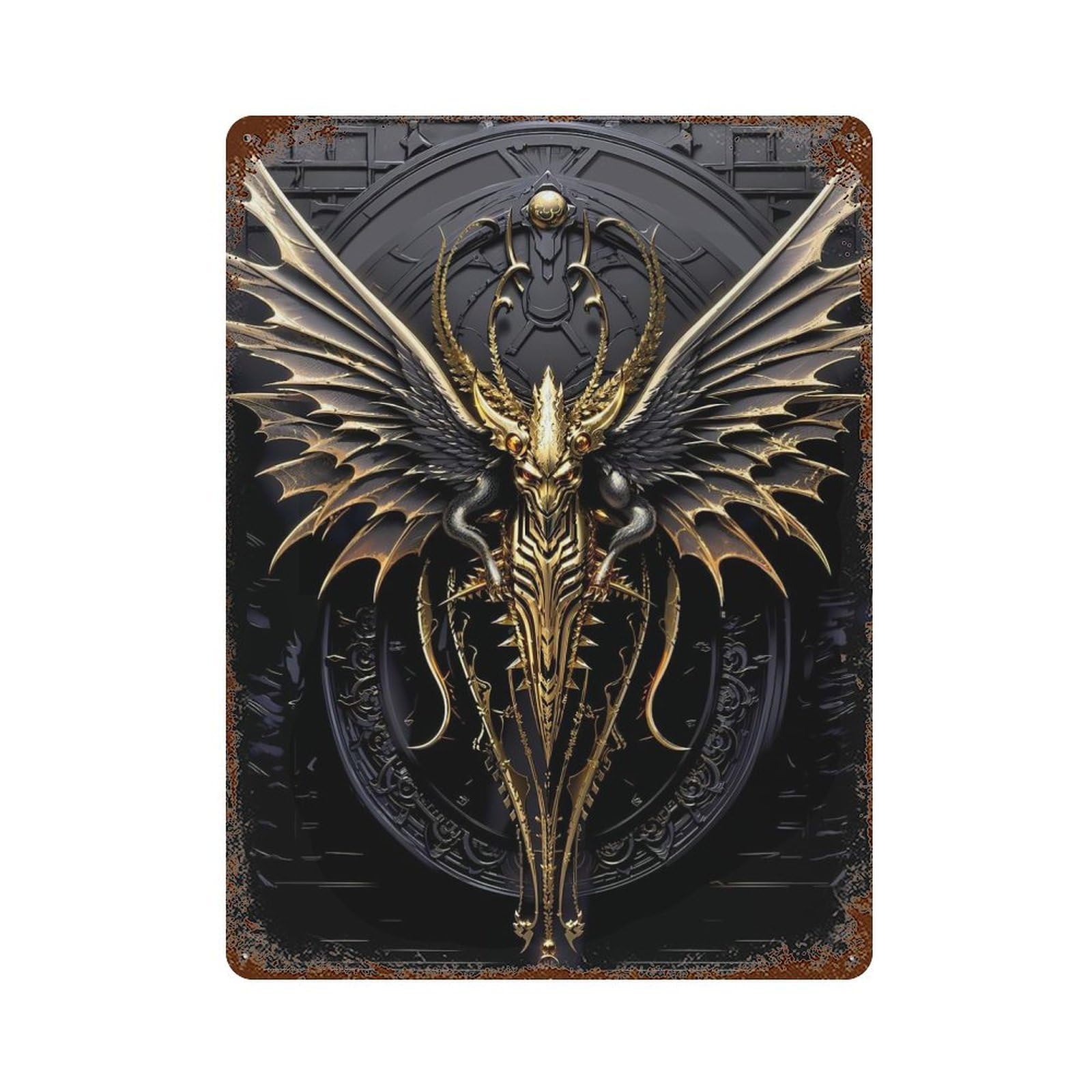 Vintage Metal Tin Sign Golden Dragon Sovereign 15.7"x11.8", Classic Wall Plaque for Pub, Kitchen And Man Cave Decor